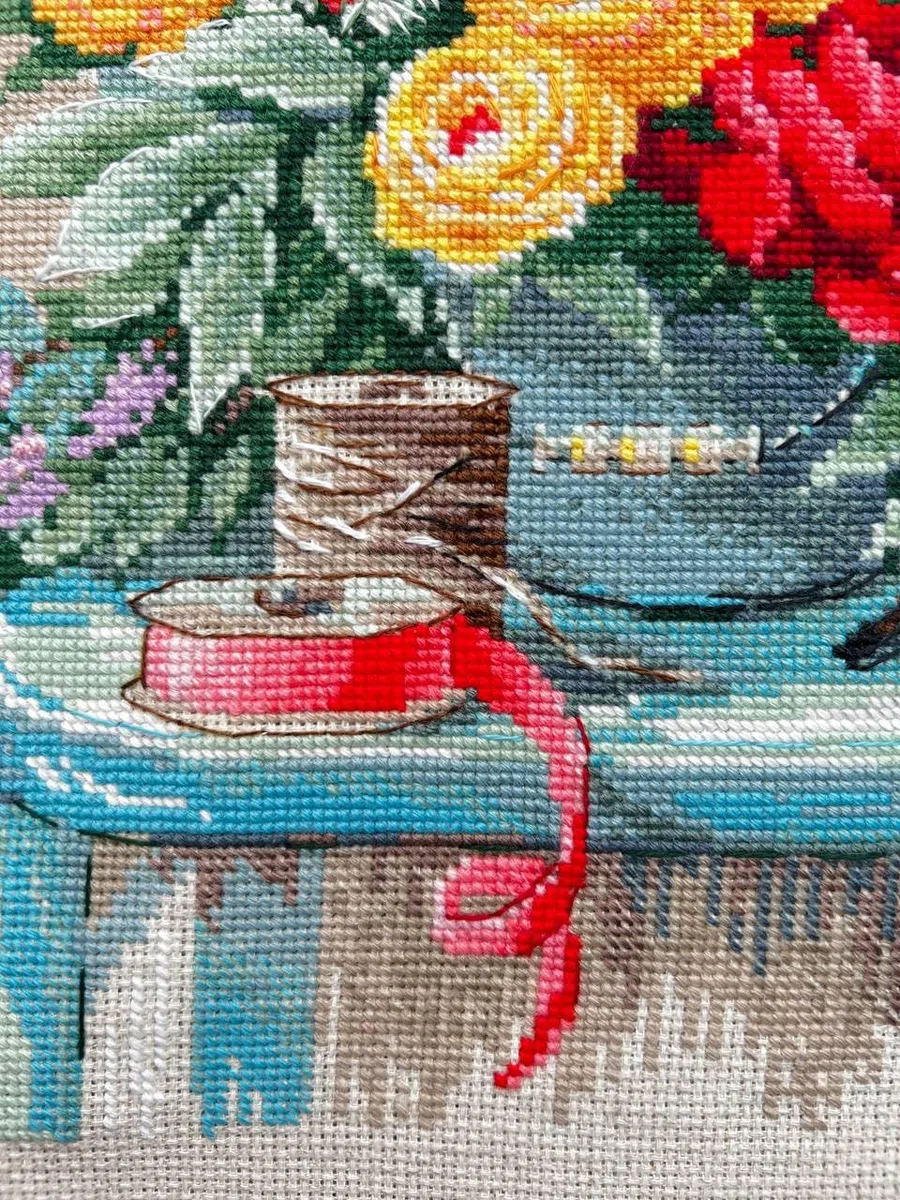RIOLIS - Fiori da giardino 2299, Punto croce 30x40cm, Punto croce kit da ricamare, Disegni da ricamare, Embroidery kit, Kit ricamo punto croce