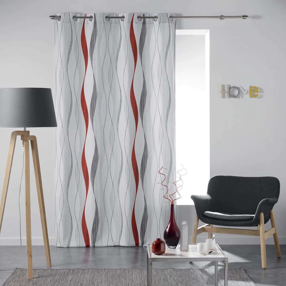 douceur d'Intérieur Tenda con occhielli da 4,3 cm., rosso, 140 x 260 cm