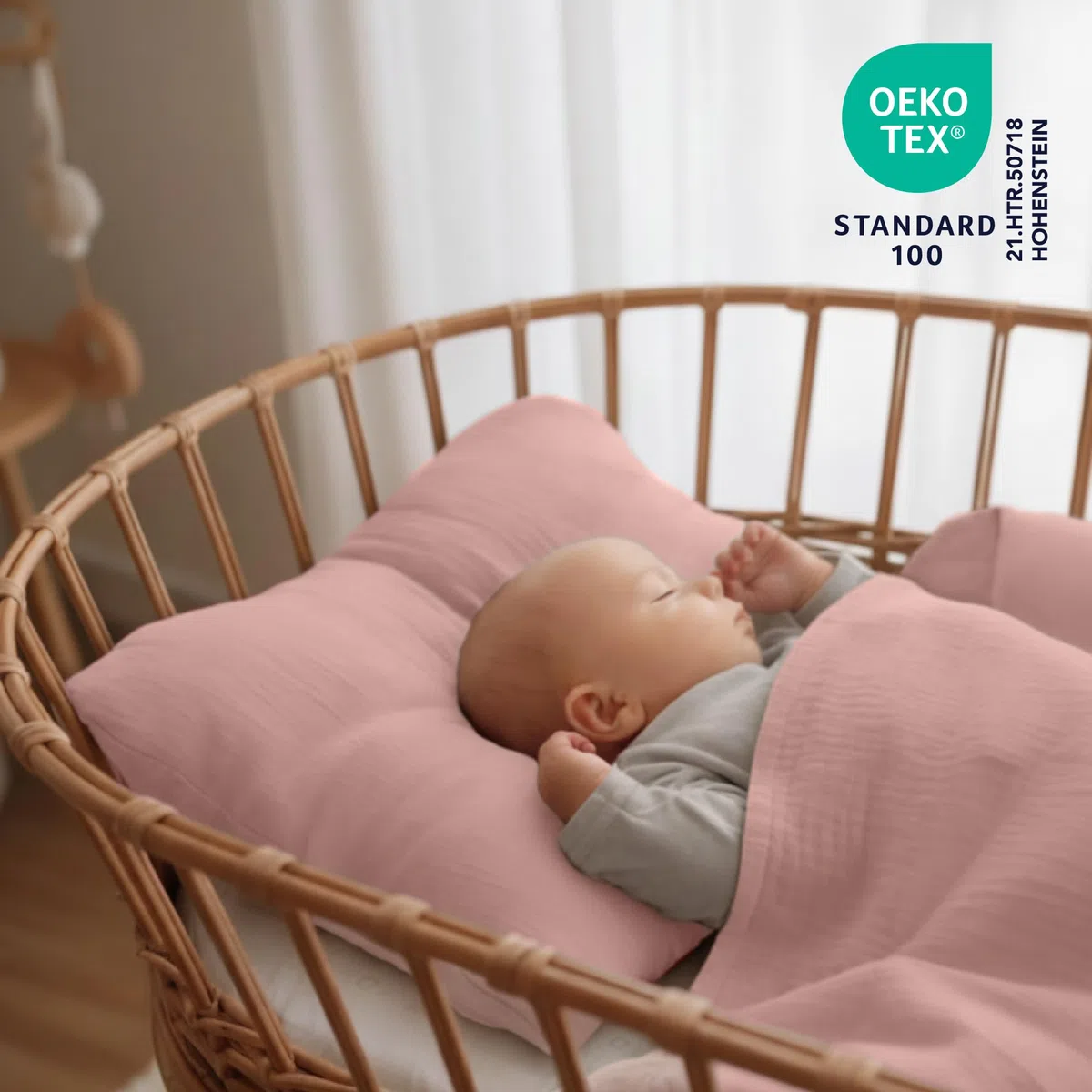 Dreamzie copripiumino lettino neonato 80x80 cm set lenzuola culla in cotone - lenzuola lettino con sbarre + federa 35x40 cm - OEKO-TEX certificato – Rosa