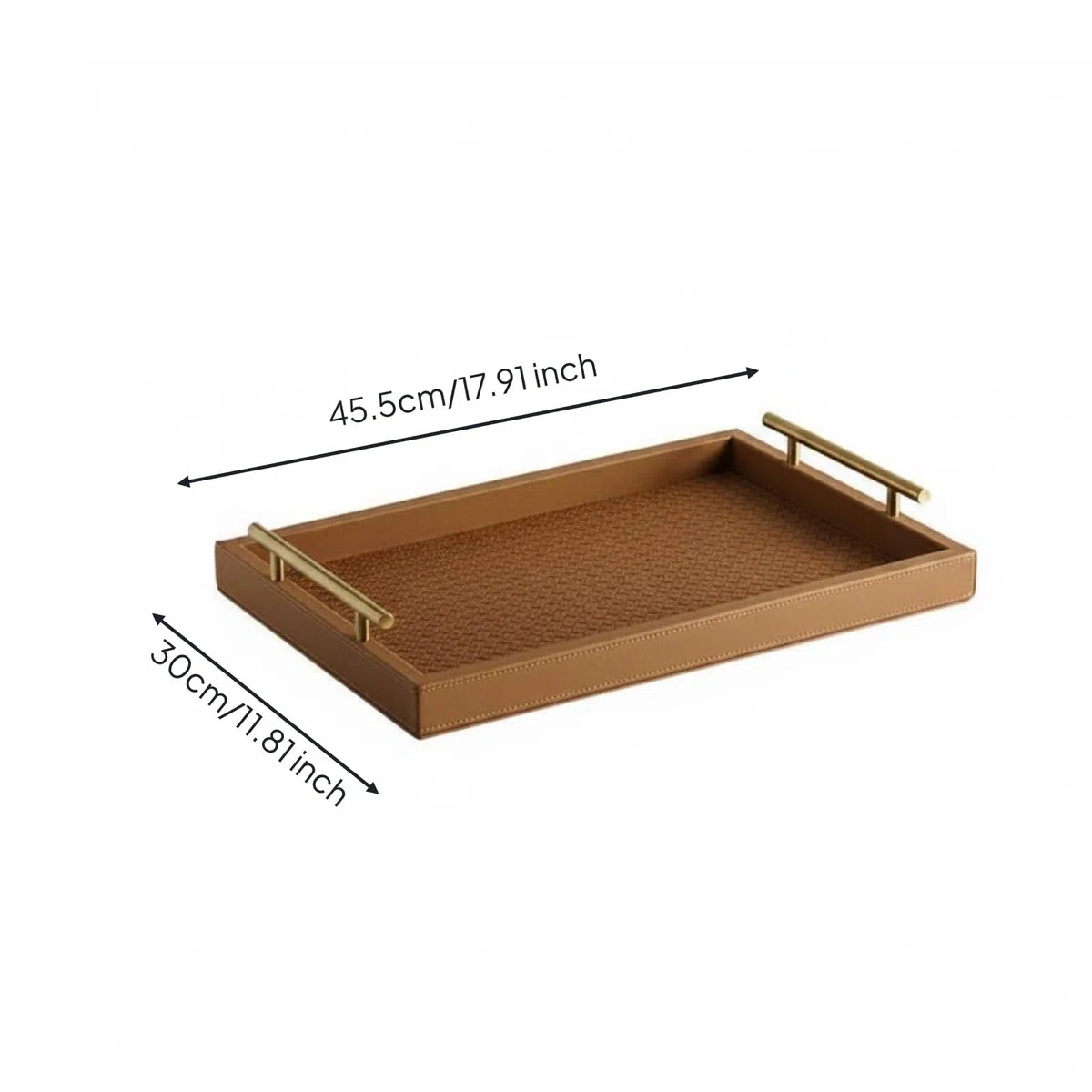 Vassoio in Pelle Elegante Organizer Rettangolare in Pelle Decorativo Organizzazione Domestica per Soggiorno, Marrone Cammello Chiaro