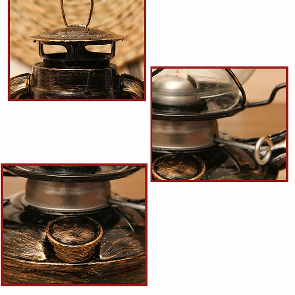 Lanterna vintage da 30 cm, lampada a olio, classica a cherosene, da tavolo per casa, giardino, campeggio, citronella, bronzo