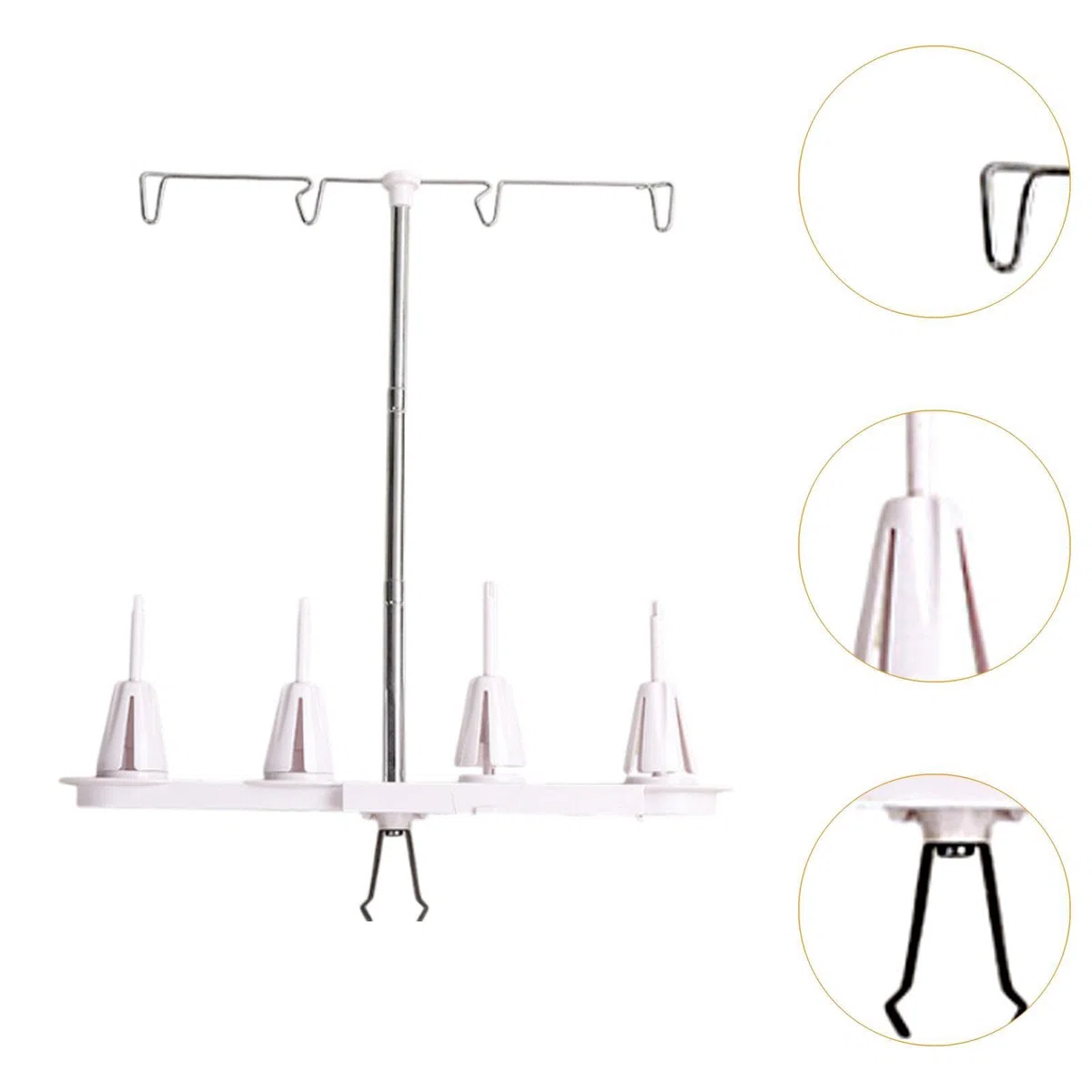 Porta Filo Cucitura Supporto per 4 Spolette Supporto Filo Ricamo Universale Altezza Regolabile Struttura in Metallo Adatto per Macchine
