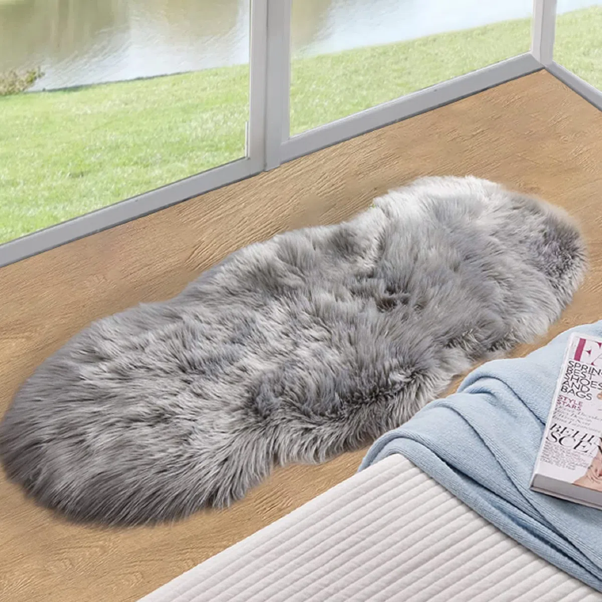 ORINOVA Tappeto Peloso Grau 60x120 cm Morbido Scendiletto Rug Camera da Letto Tappeti Lavabile in Lavatrice Moderno Salotto