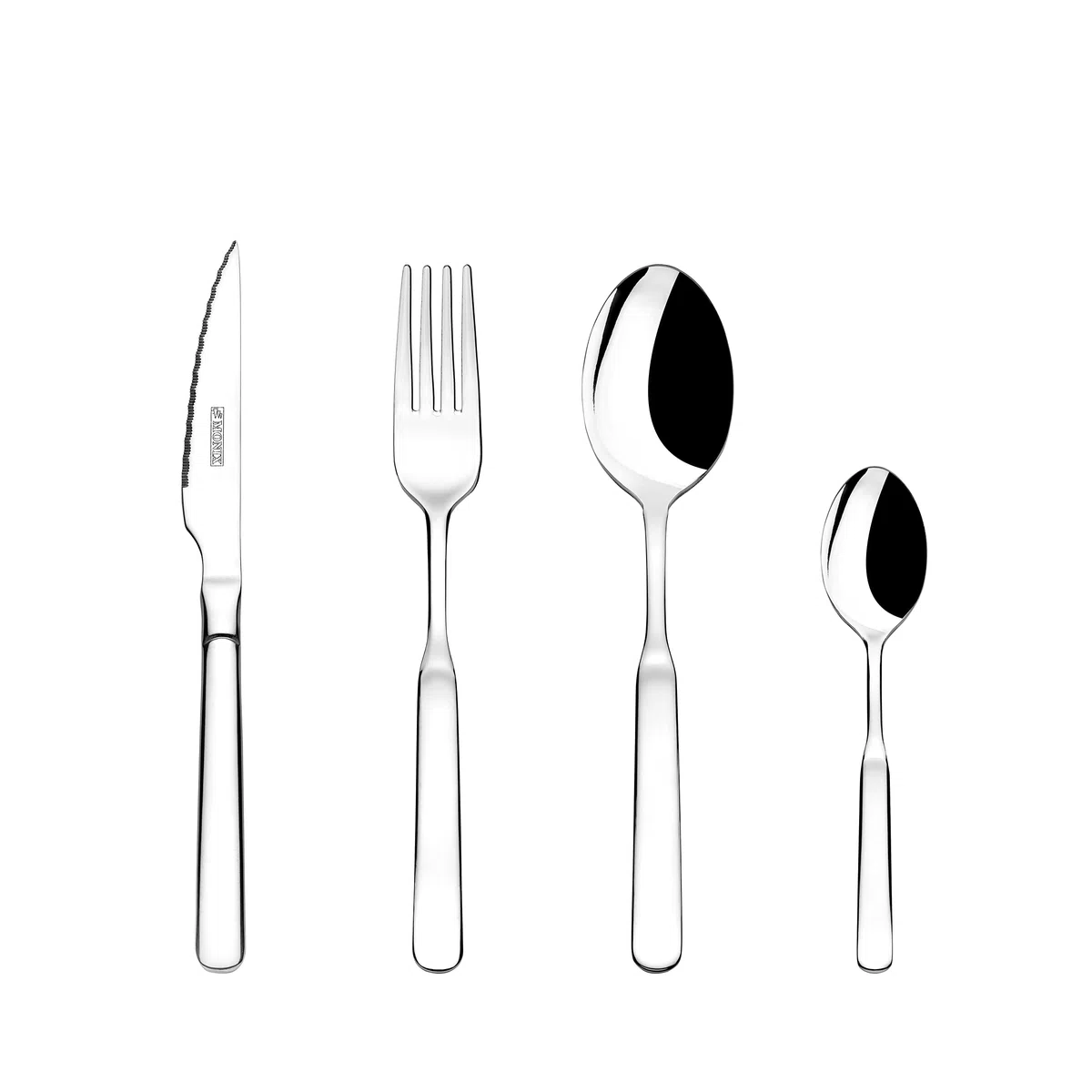 MONIX Milan | Set di posate di 24 pezzi con coltello da bistecca, acciaio inossidabile 18/10, design contemporaneo, finitura lucido brillante, spessore 2 mm (6 persone)