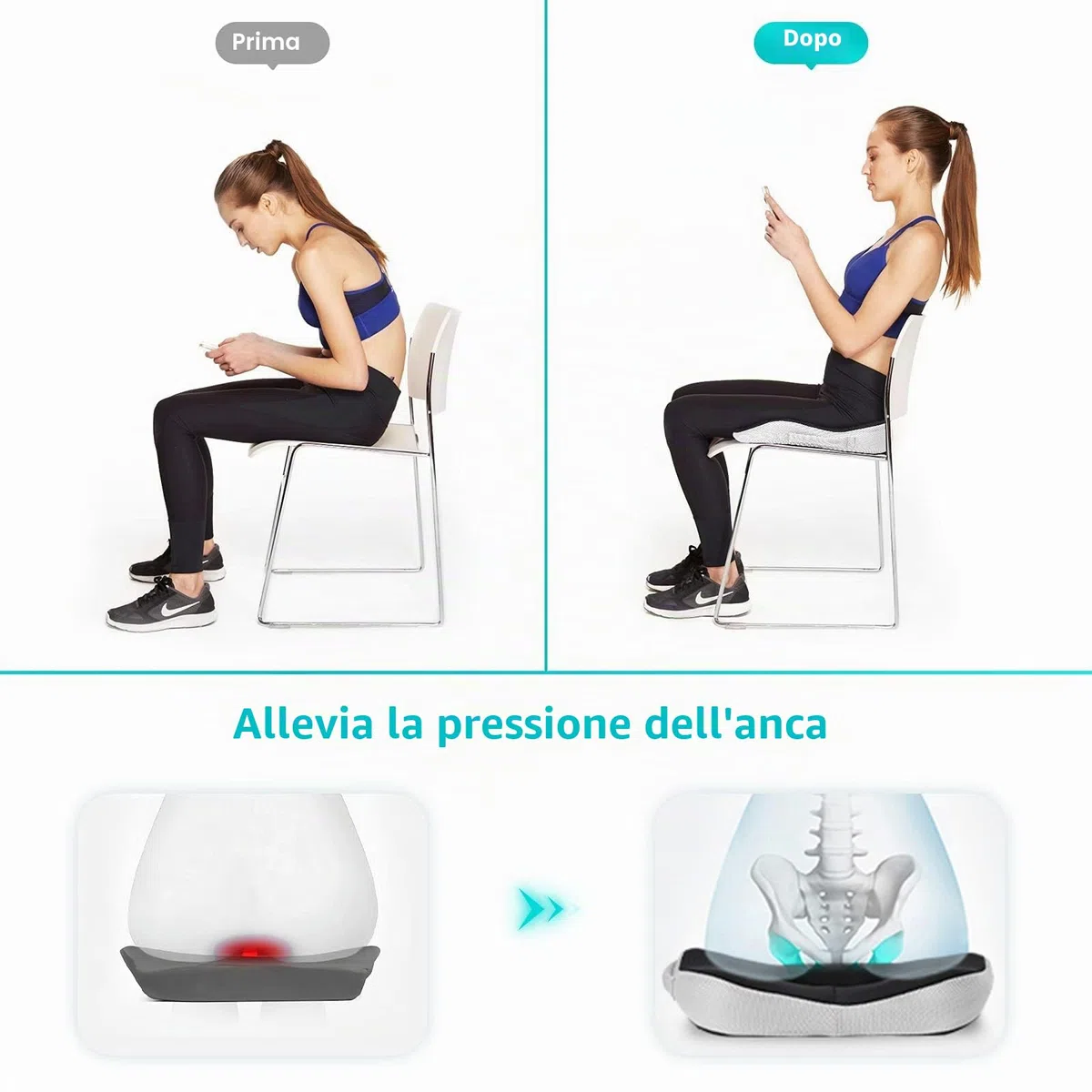 Feagar Cuscino Ortopedico a Ciambella per Sedile - Supporto e Comfort per Emorroidi, Coccige e Schiena - Cuscino Ergonomico per Sedia da Ufficio, Auto e Sedia a Rotelle (H12)