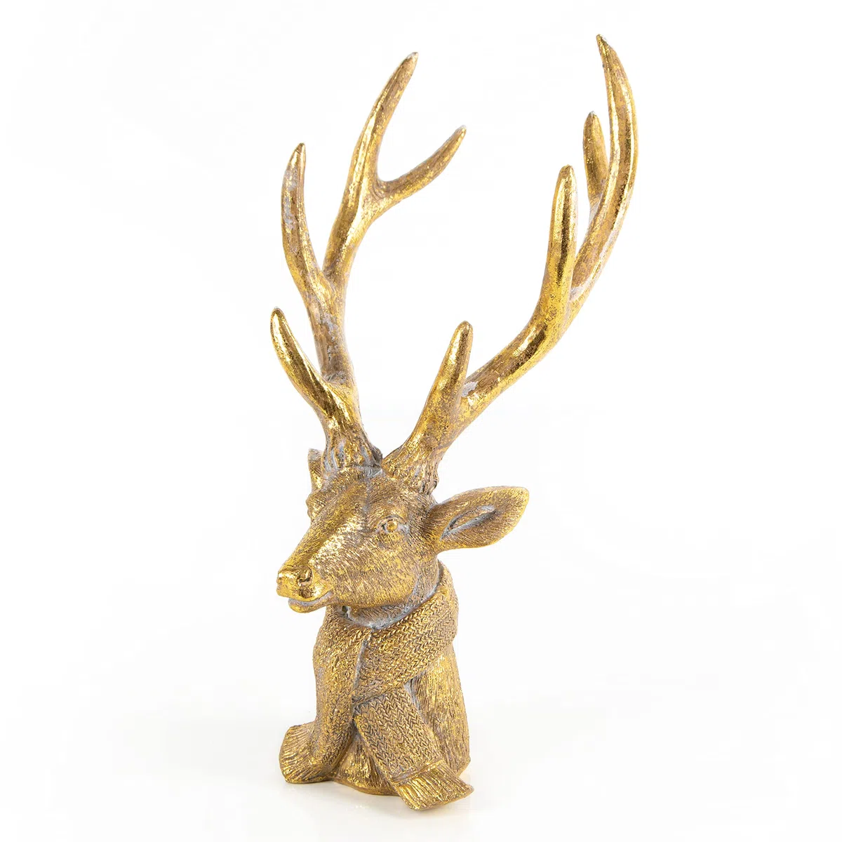 Logbuch-Verlag Grande testa di cervo con corna dorata, elegante busto esclusivo, decorazione natalizia, 30 cm