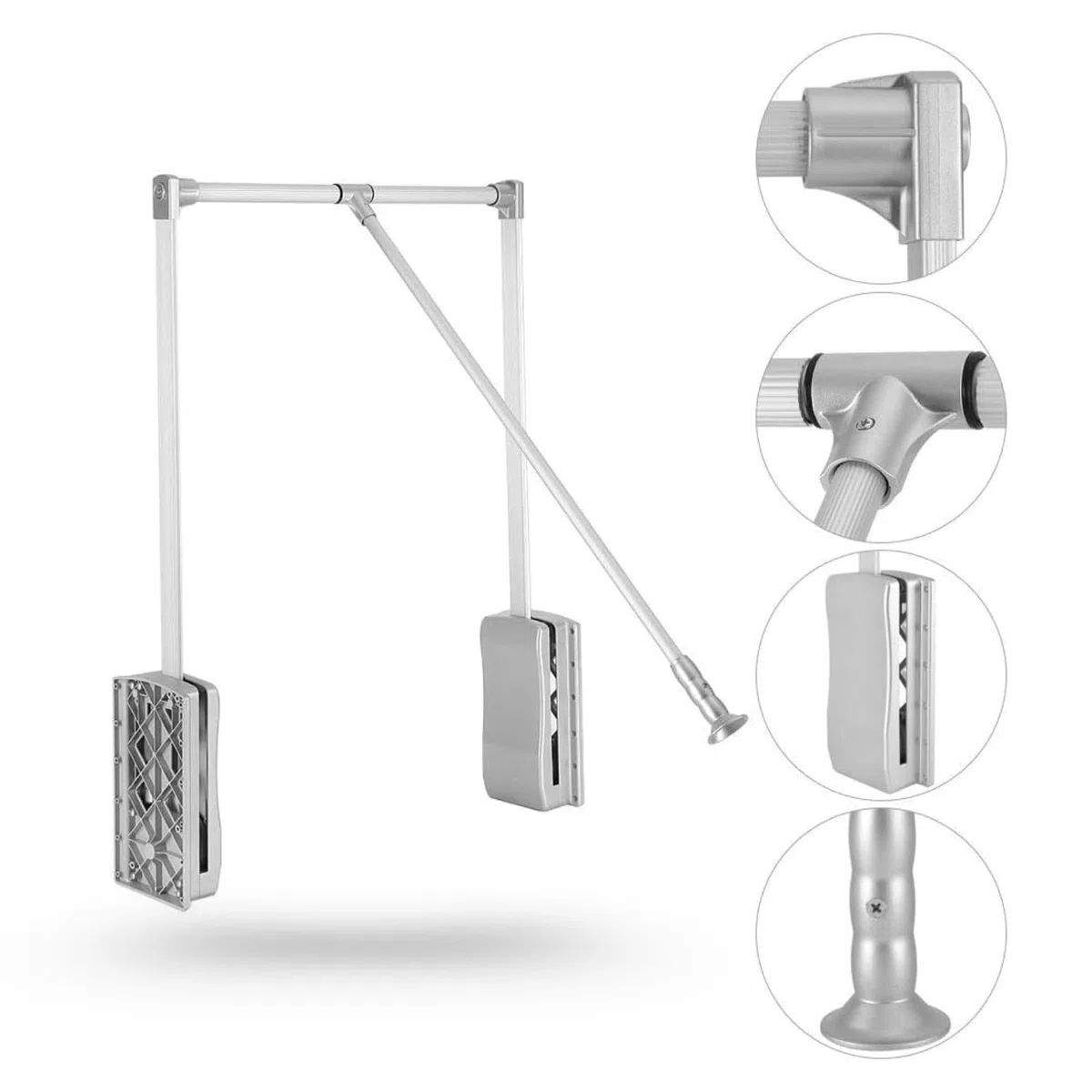 Appendiabiti Estraibile Regolabile Per Armadio, Guardaroba. Meccanismo Barra Appendiabito Automatico con Apertura e Chiusura Assistita (Vano Interno 89-121 Cm)