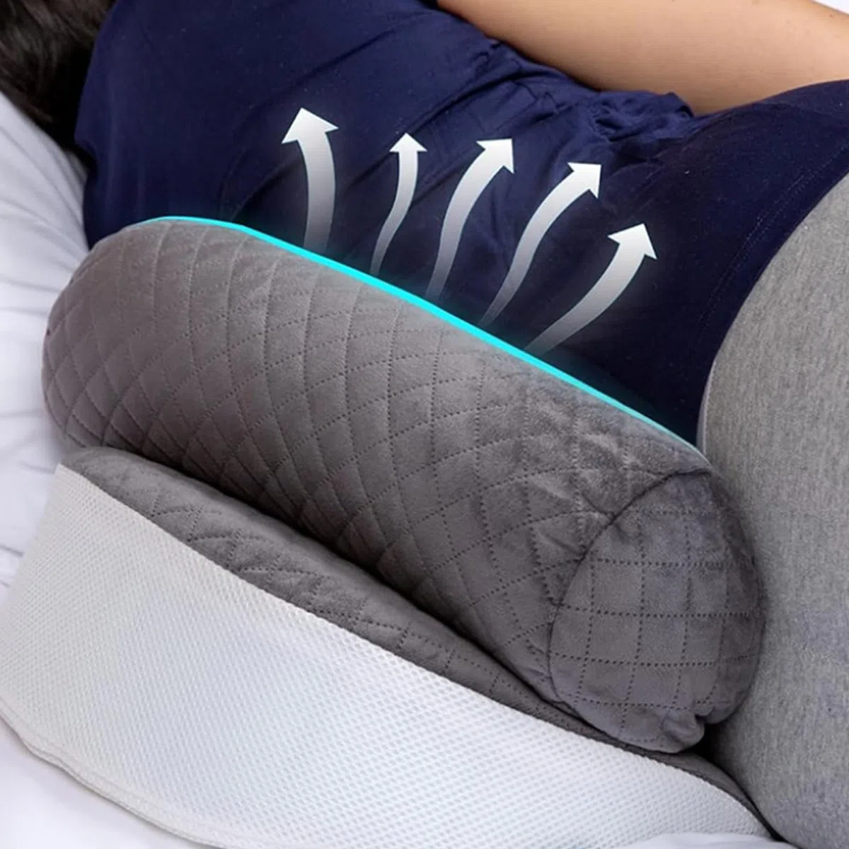 Cuscino regolabile, per gravidanza, portatile, per schiena, pancia, fianchi, cuscino in memory foam, per donne e chi dorme sul fianco con rivestimento traspirante