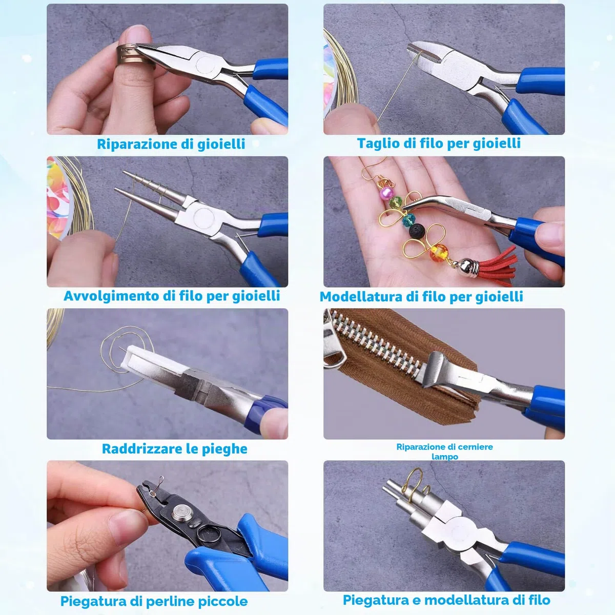 Shynek Set di 8 pinze per la creazione di gioielli, set di micro pinze per la creazione di gioielli