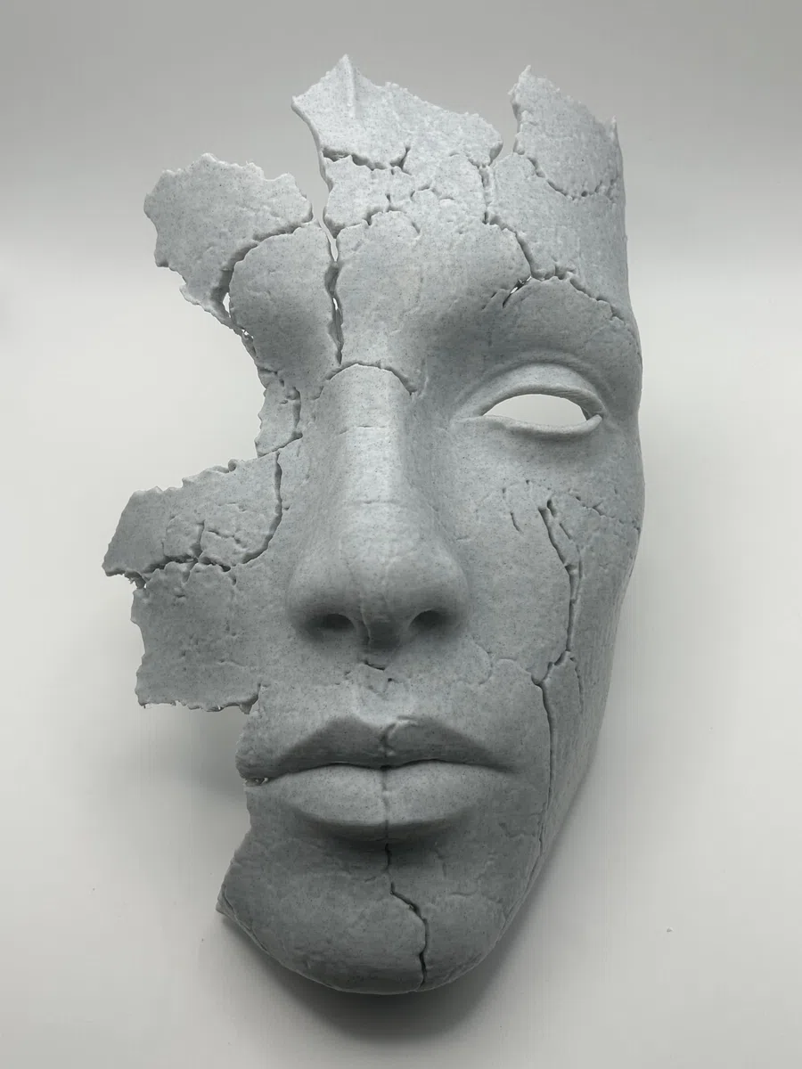 Nex-Home Maschera Decorativa da Parete - Moderna Scultura Artistica 3D Decorazione Wall Art Contemporanea per Casa, Studio, Ufficio e Gaming Foro per Portalampada E14 Design Moderno (Marmo - Grezzo)