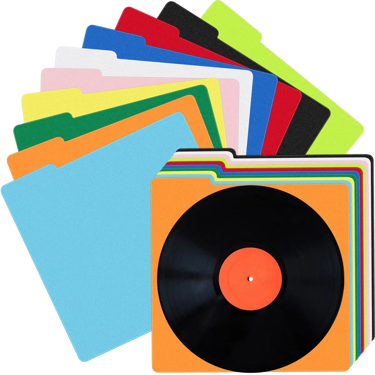 30 divisori per dischi in vinile, in plastica, multicolore, con linguette per 33 giri/min, 33 x 33 cm
