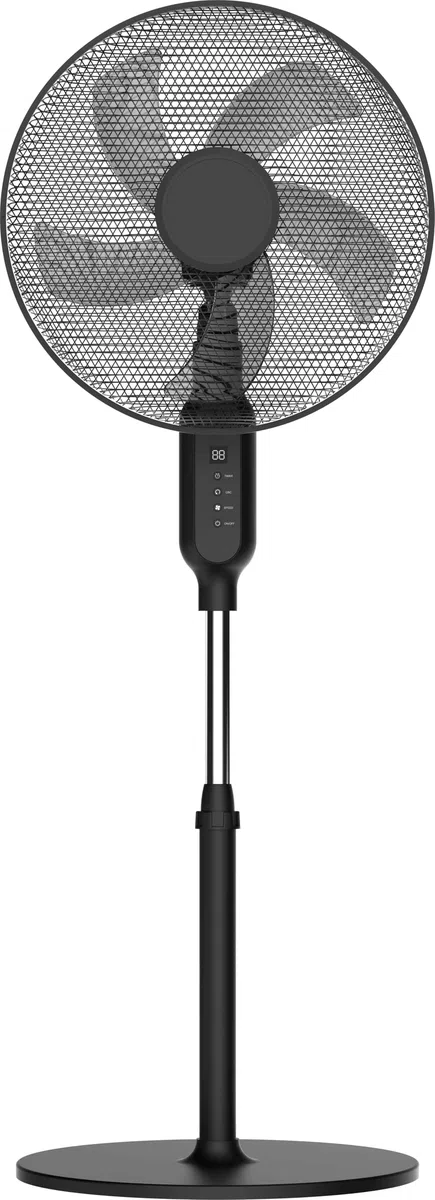Megashopitalia Ventilatore a Piantana 45W base Tonda Cinque Pale Telecomando (Nero)
