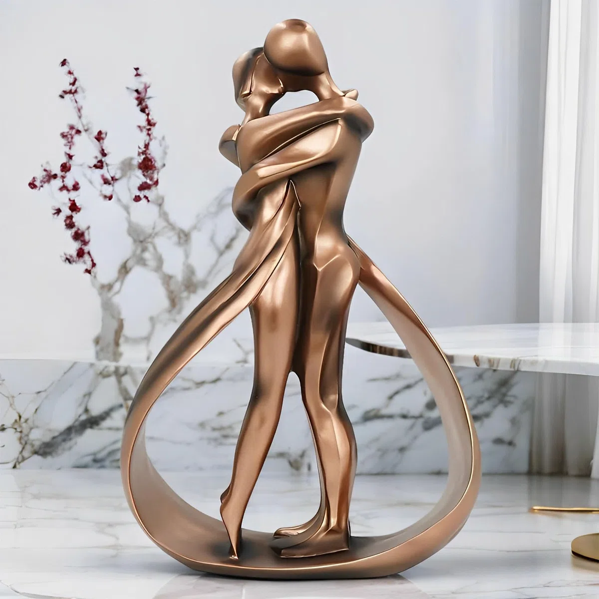 CINY Statue in Resina d'Arte Di Coppia Affettuosa, Figurine Di Baci Di Baci Di Coppia, Ornamento Per Desktop In Resina, Sculture Di Anniversario Di Matrimonio Per Donne e Uomini