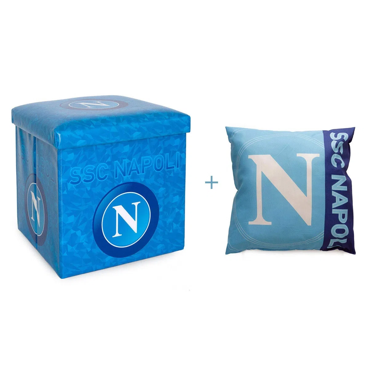 Kit Pouf puff contenitore poggiapiedi sgabello napoli + Cuscino arredo napoli ufficiale