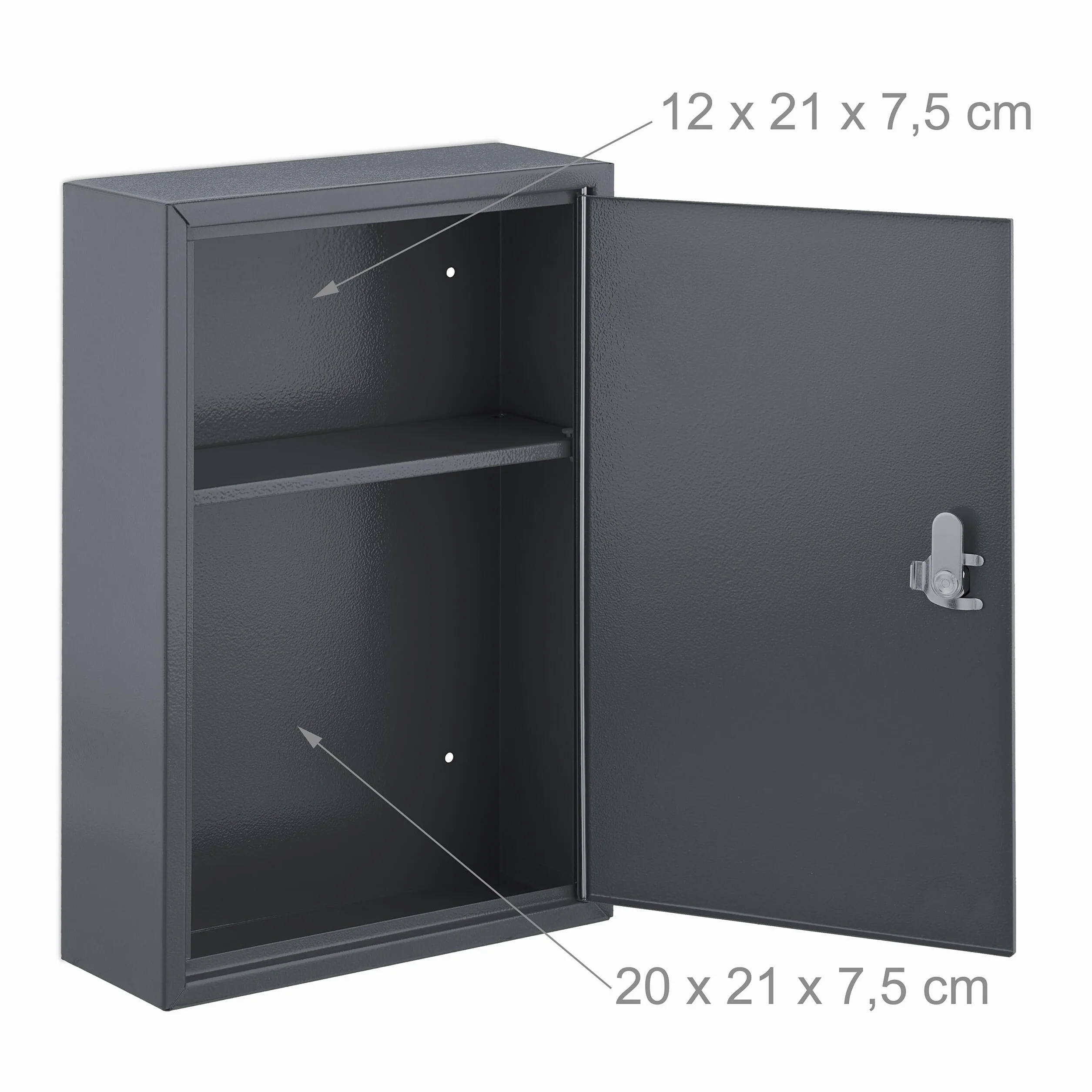 Relaxdays Armadietto Pronto Soccorso per Medicinali, Cassetta con Chiusura di Sicurezza, 32x21,5x9,5 cm, Grigio Bianco