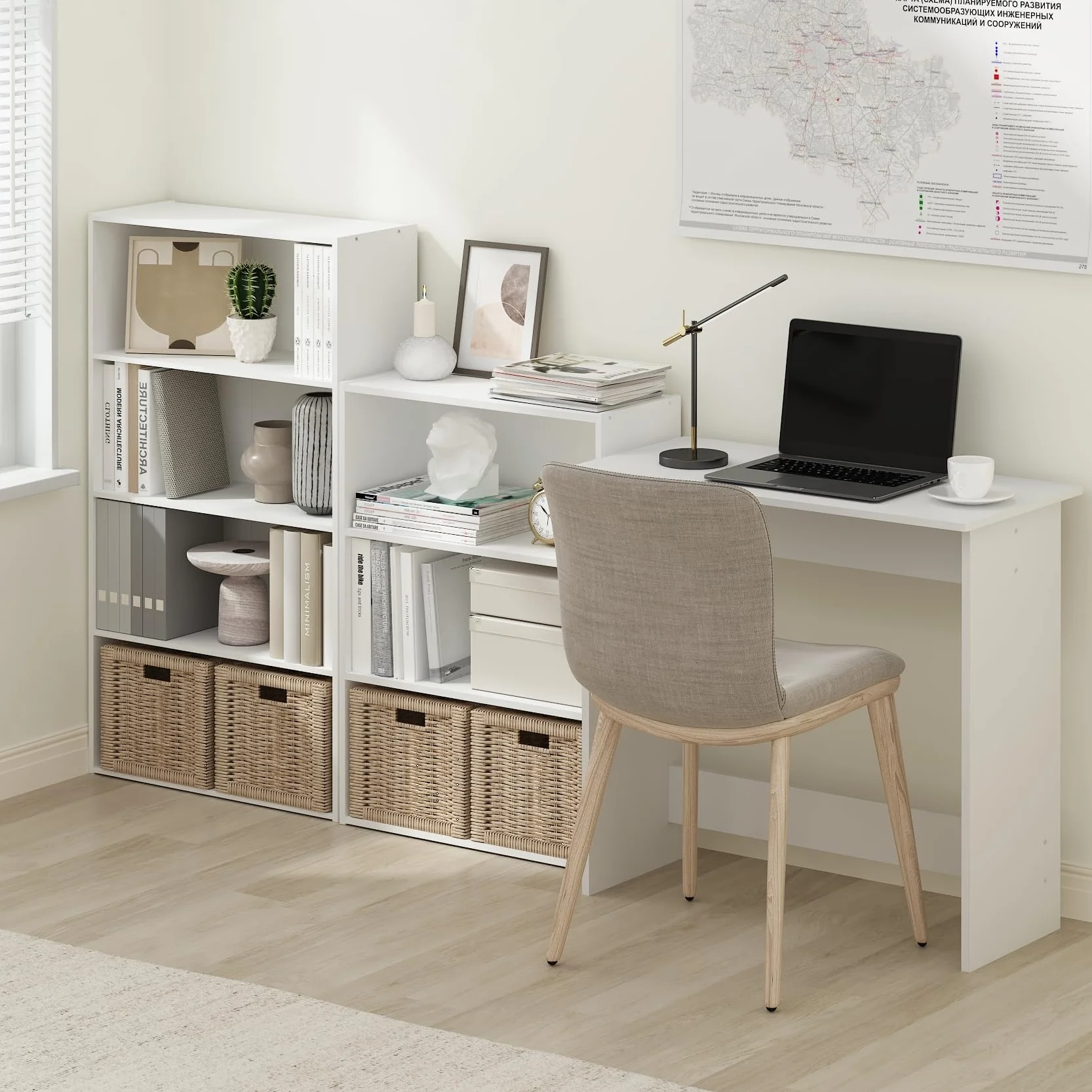 Furinno Semplicistico Tabella di Studio, Legno, Bianco, 39.12 (D) x 79.50 (W) x 75.69 (H) cm