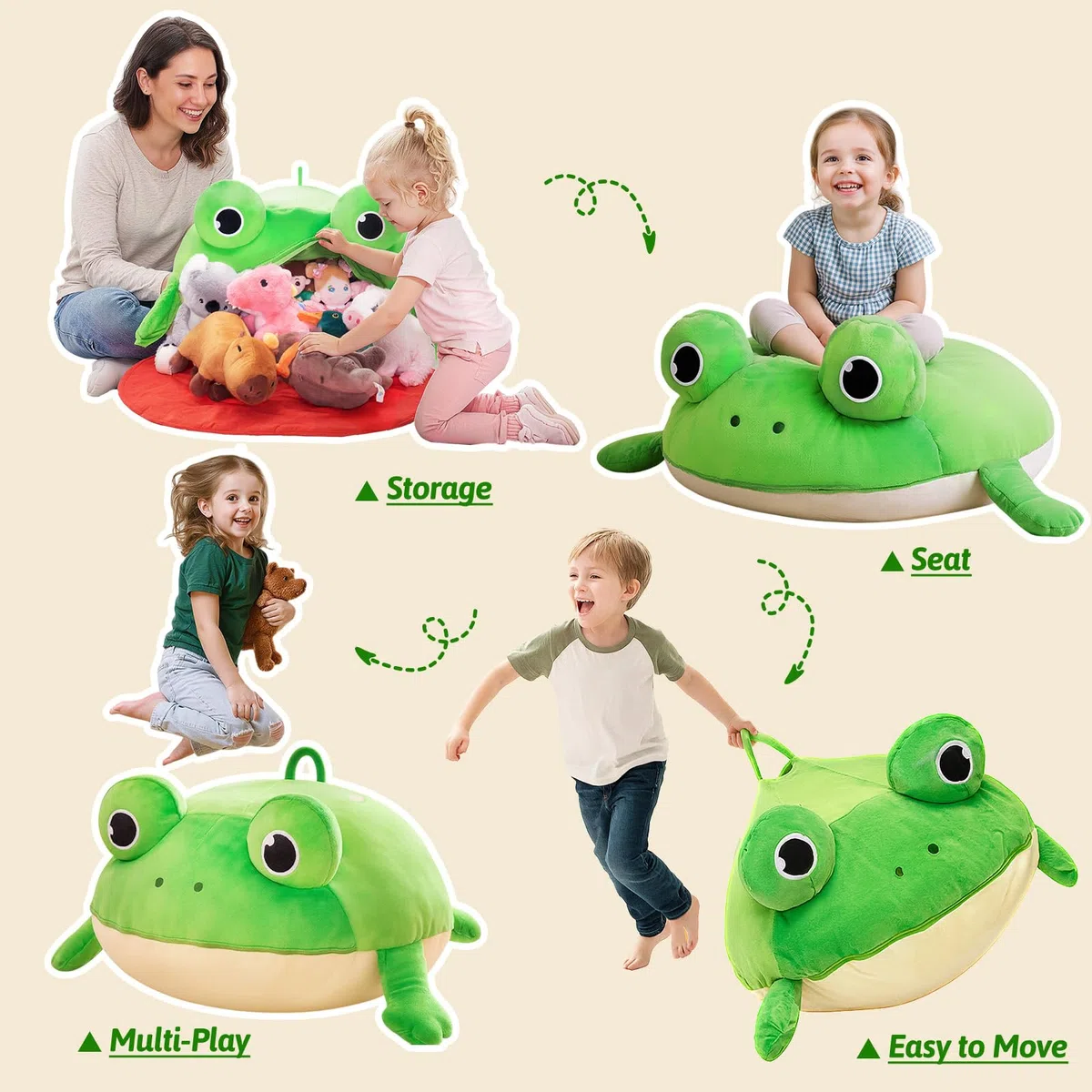 OUOZZZ Pouf per bambini, con chiusura lampo, per organizzare e organizzare