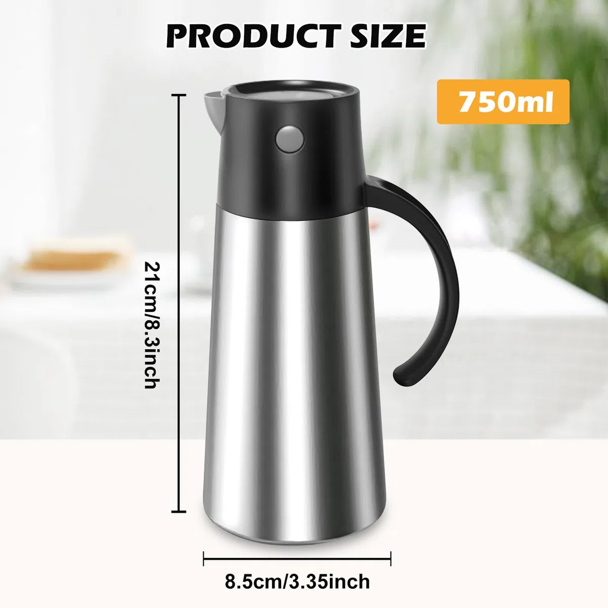 Salsiera termica in acciaio inox, 750 ml, con coperchio per auto, erogatore di olio in acciaio inox, ciotola per salsa argentata, vaso per salsa termica, tazza per olio d'oliva, crema e maionese