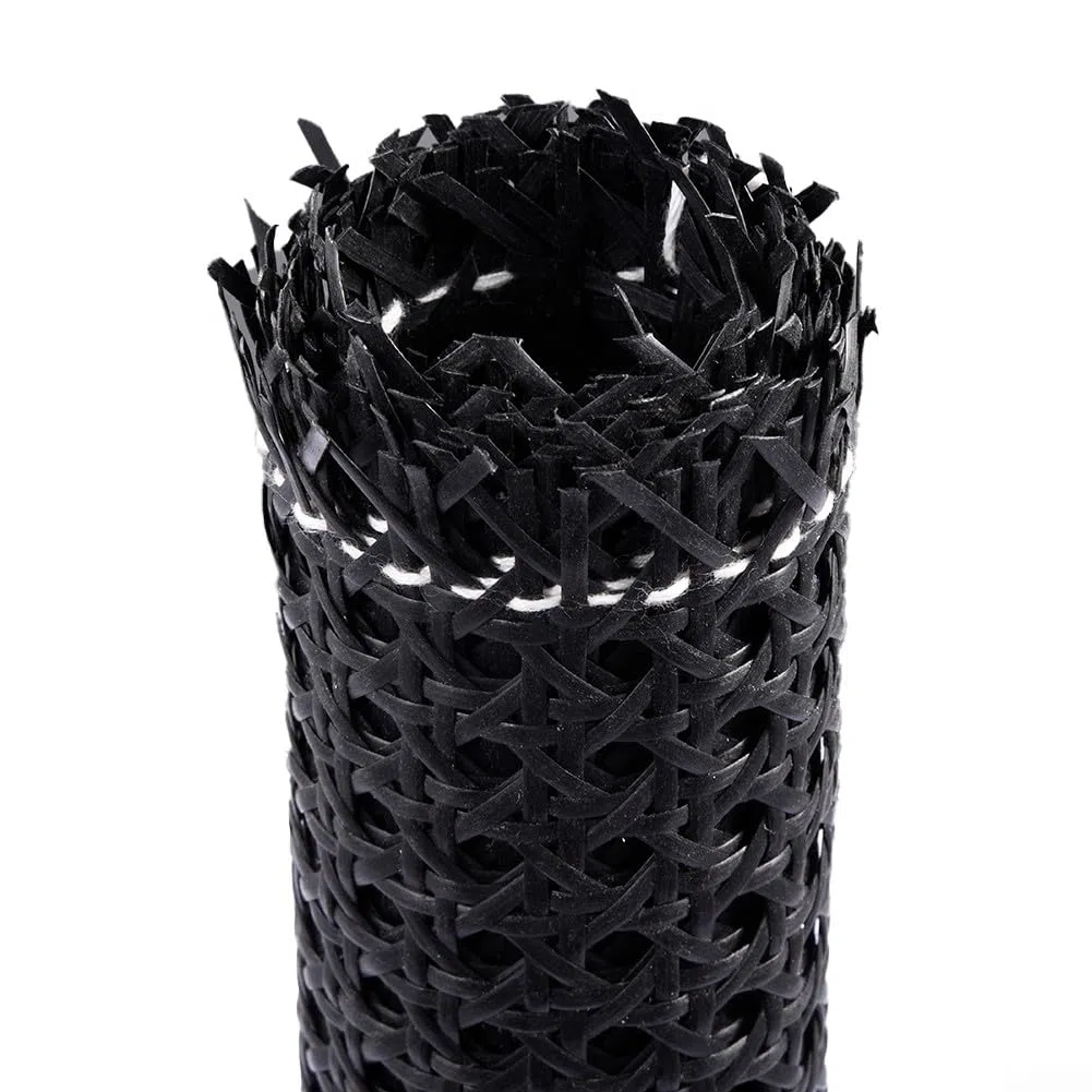DAZZLEEX 1 rotolo di materiale caning, in rattan nero, rotolo di rete in tessuto di tessuto, materiale per sedie kit opzioni multi-formato 40 cm x 2 m