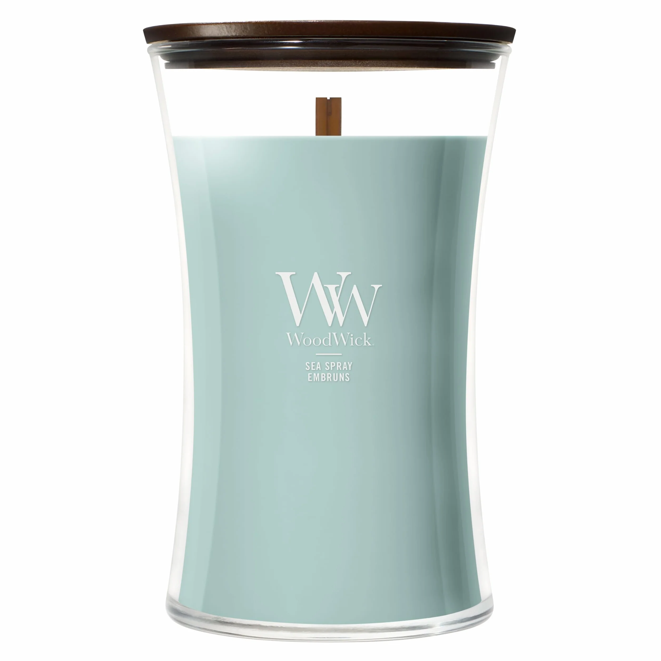 WoodWick Candela profumata | Candela grande a clessidra | Sea Spray | Regali perfetti per donne