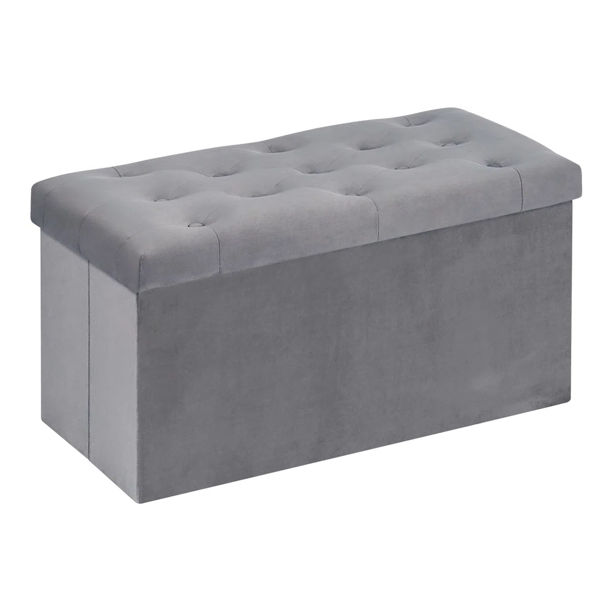 Bonlife Pouf Contenitore Velluto Poggiapiedi Camera da Letto Quadrato Cassapanca Bambini Sgabello di Stoccaggio Comodino Salvaspazio 80x40x40cm Grigio