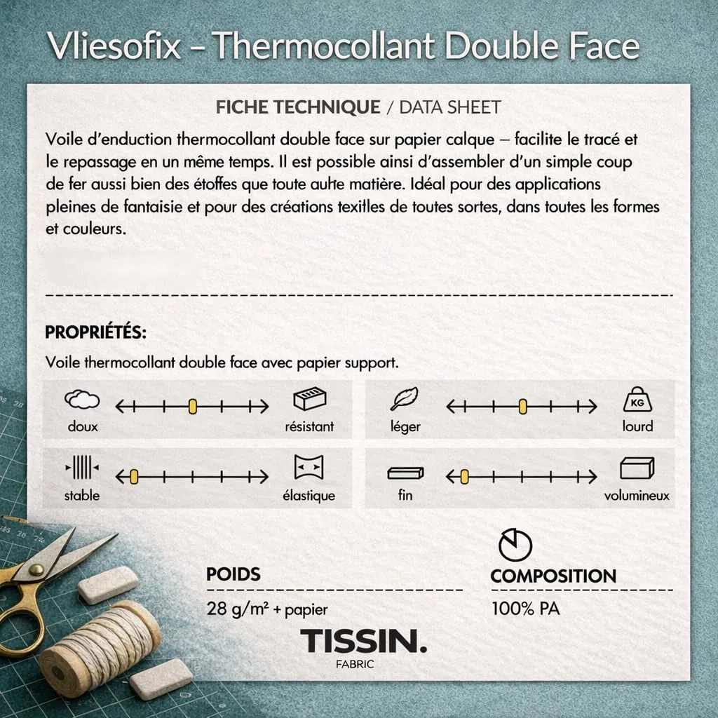 Vlieseline Vliesofix – Termoadesivo double face, 300 x 90 cm, pellicola adesiva per applique, patchwork, cucito creativo e personalizzazione tessile