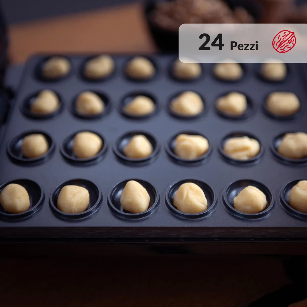 LEHMANN Macchina per Noci Dolci Elettrica,1700 W, Piastra per Noci Dolci con Rivestimento Antiaderente, per 24 Mezze Noci, per la Farcitura con Crema, Macchina per Biscotti Elettrica Oreshki