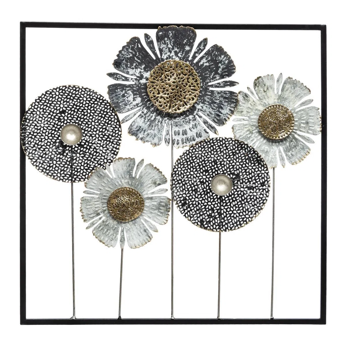 ATMOSPHERA CREATEUR D'INTERIEUR - Decorazione murale in Metallo Fiori 50x50cm