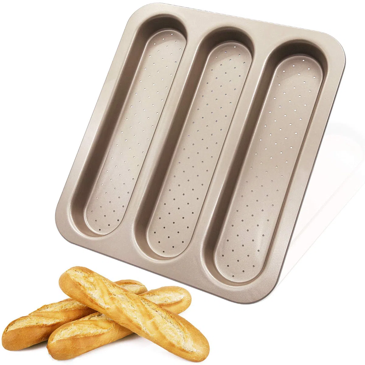 Stampo per Baguette Teglia per Pane da Forno Stampo Pane Perforato Teglia per Baguette Antiaderente Teglie Forate per il Pane Acciaio al Carbonio Addensare Non Ferirsi le Mani