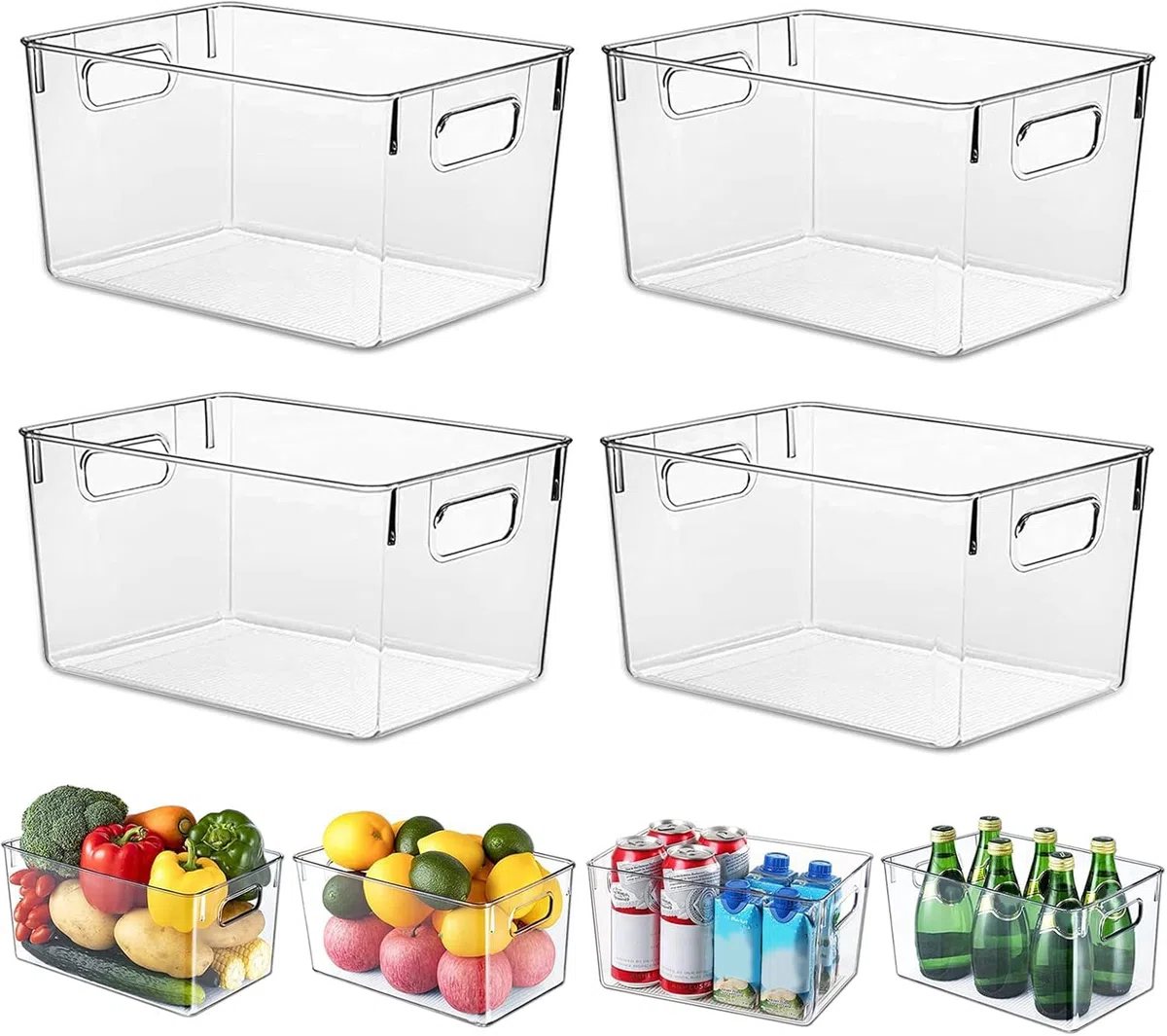 Organizer Frigorifero, Contenitori Frigo Trasparente, Organizzatore Cucina per Dispensa, Armadietti, Ripiani, Bagno - Senza BPA 29 x 20 x 15,5 cm
