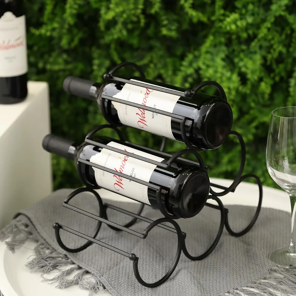 JHY DESIGN Porta Bottiglie di Vino Design 29,5 cm di Altezza Botte Portabottiglie Frigorifero Porta Bottiglie Acqua Metallo 6 Bottiglie per Conservazione del Vino da Cucina Bancone Domestico (Nero)