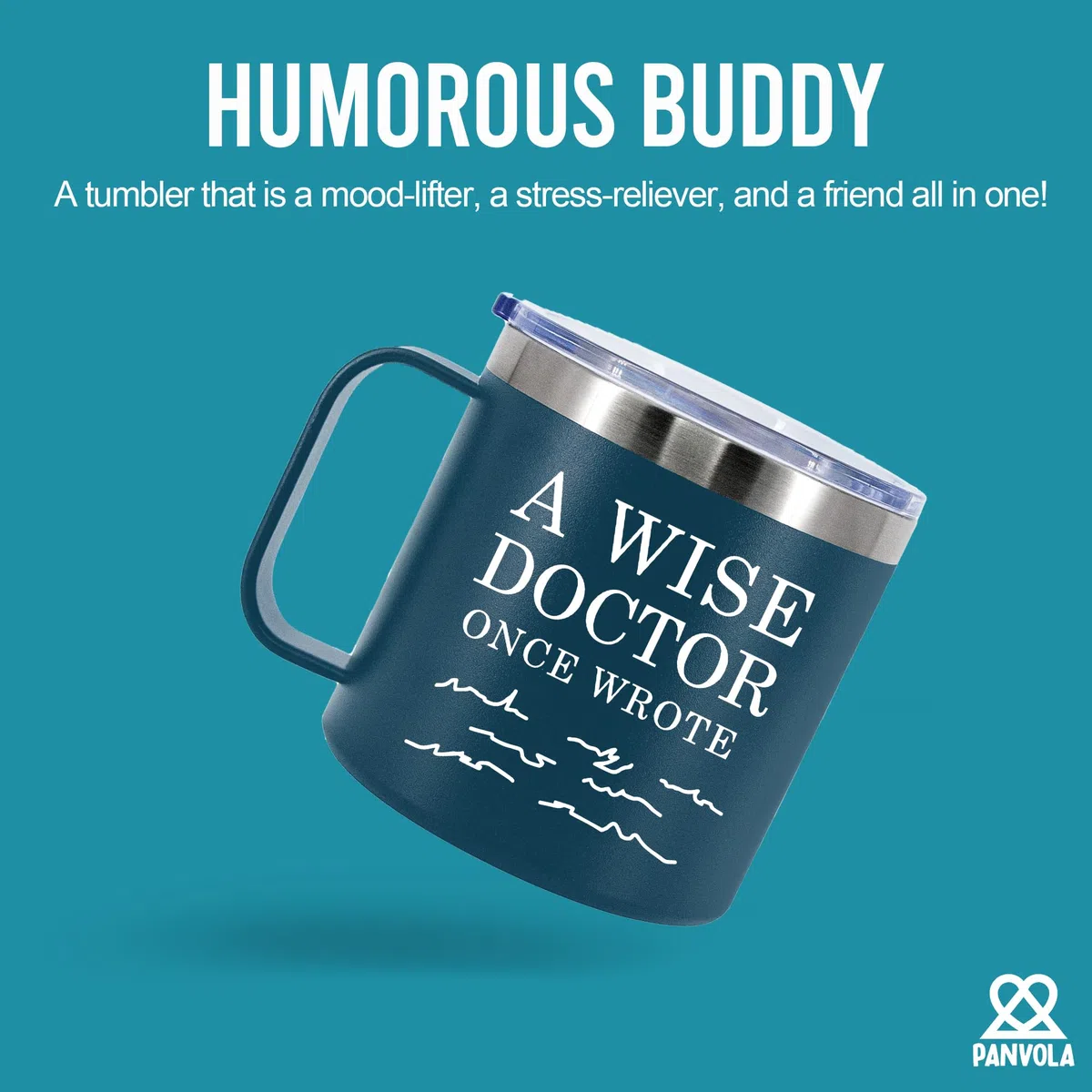 Tazza da caffè isolata con manico e coperchio, con scritta "A Wise Doctor Once Wrote", con manico e coperchio, idea regalo per dottori, studenti di medicina, dottore, marito, moglie, papà, mamma, in