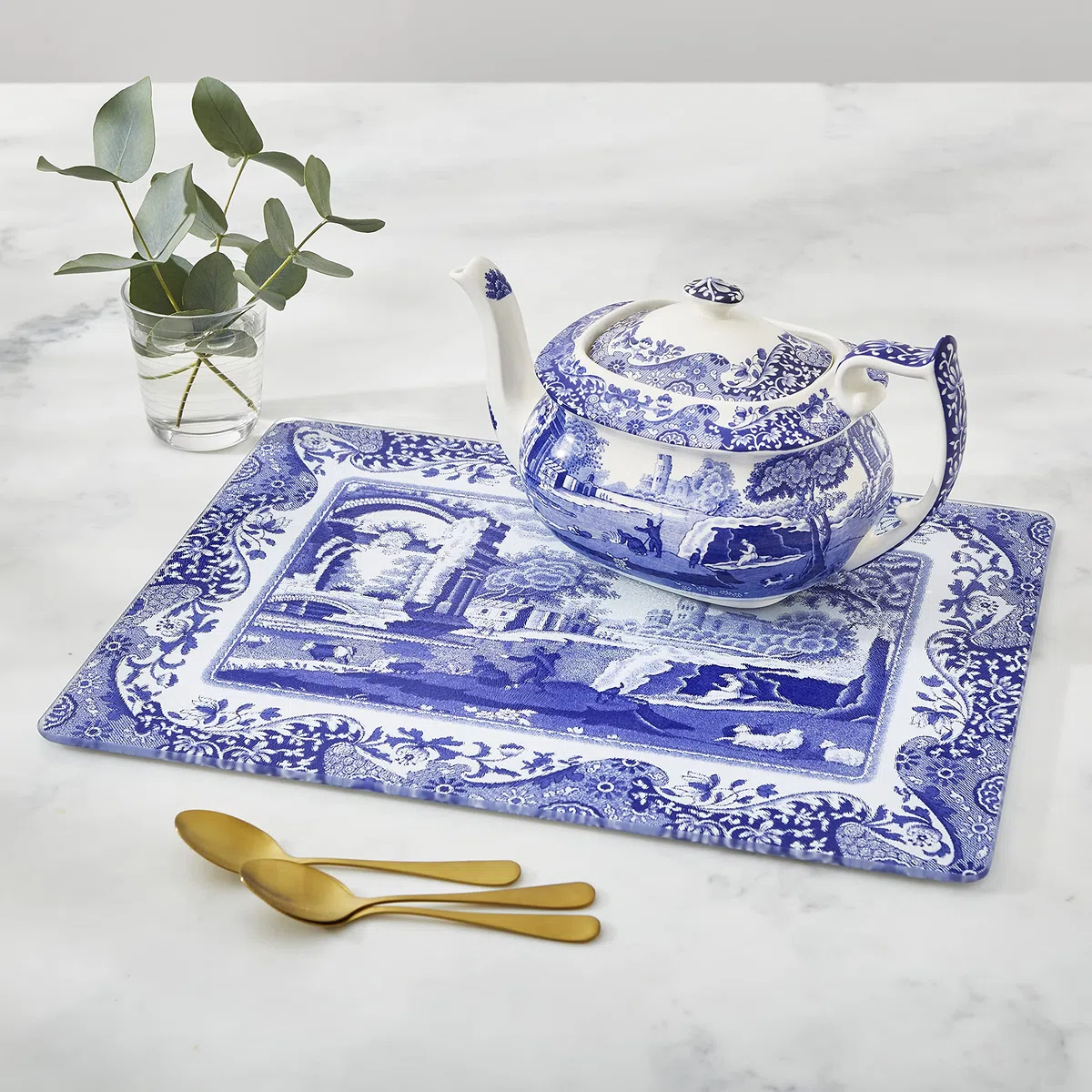 Blue Italian Spode Salvapiano per Piano di Lavoro 30 cm x 40 cm (Bianco)