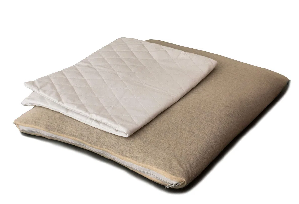 Giraffenland Cuscino di grano saraceno bio 40x40cm Tessuto trapuntato bianco, Cuscino con fodera interiore supplementare bio