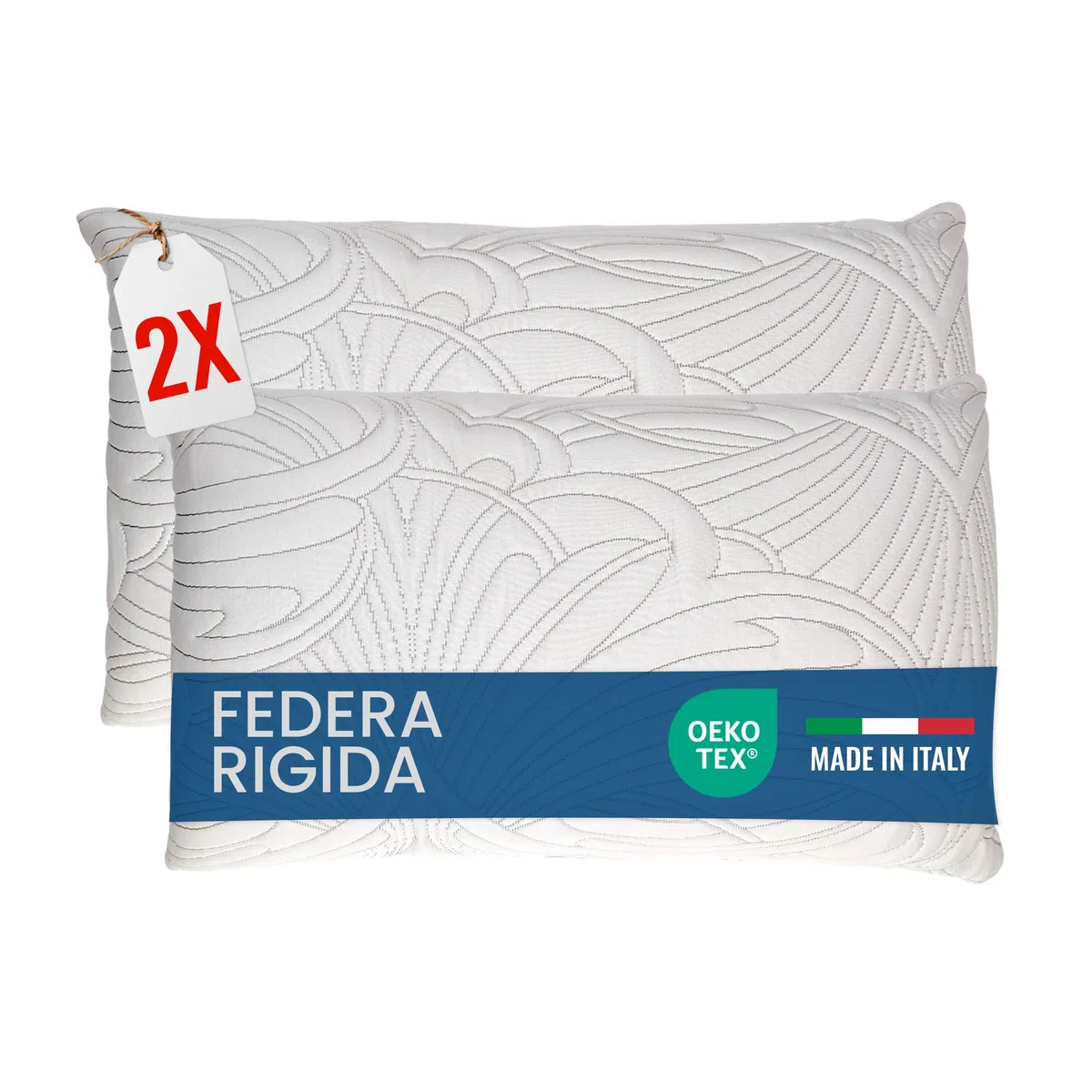 Michelangelo HomeRelax - COPPIA 2 Copriguanciale RIGIDE Federe Copricuscino PREMIUM 50x80, Made in Italy, OEKO-TEX, Per Cuscini Letto, Tessuto Anallergico, Traspirante, Coprifedera, Set di 2