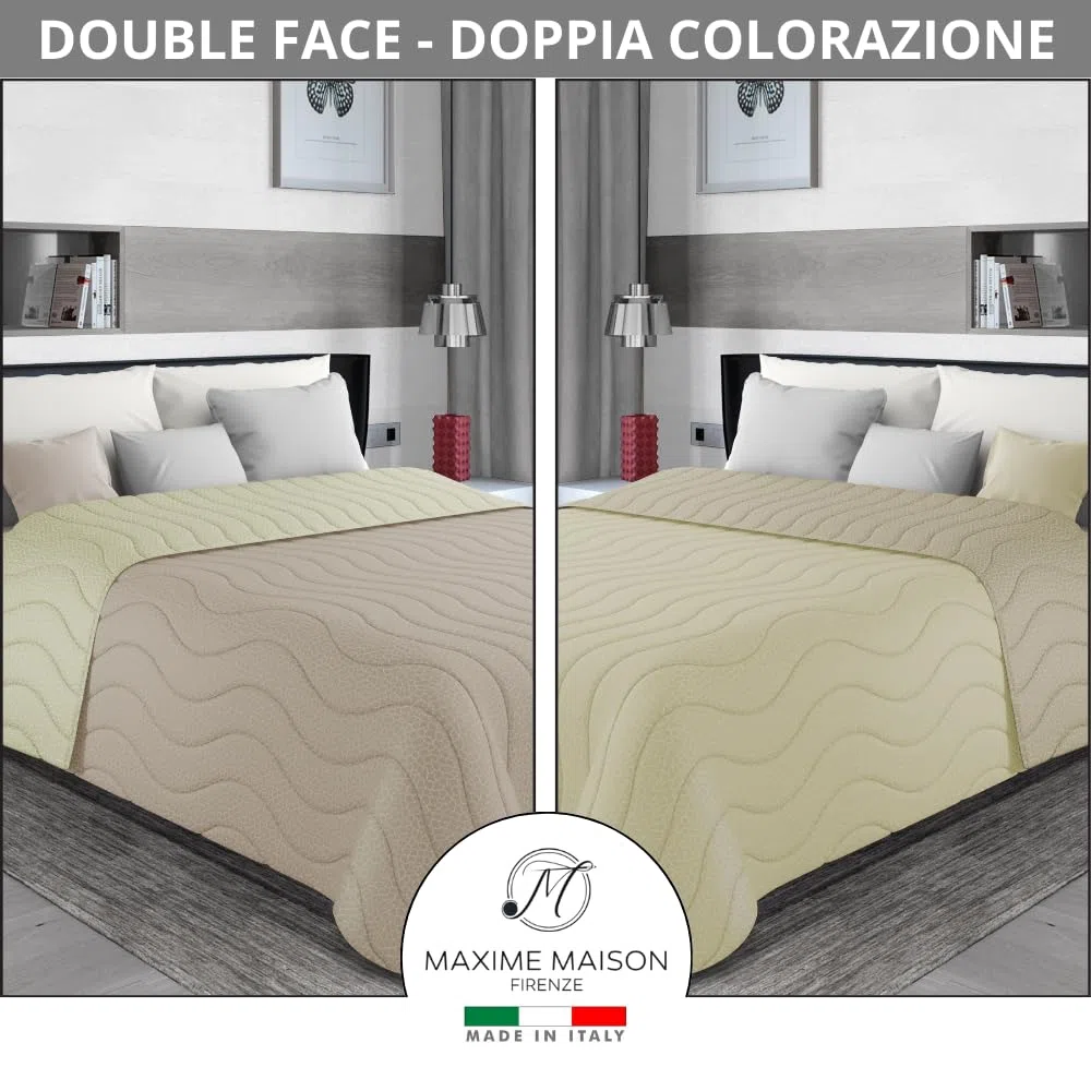 MAXIME MAISON - Copriletto Matrimoniale Mezza Stagione (100 gr/mq) Trapuntino Matrimoniale, Trapunta Matrimoniale Leggera e Double Face, Letto Mezza Stagione in Morbida Microfibra, Made in Italy