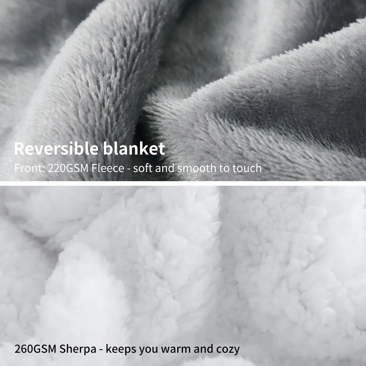Aisbo Plaid Coperta Pile Singolo - Coperta Calda Invernale per Divano e Letto Singolo 150x200 cm Pile di Flanella e Sherpa Morbida Grigia Chiaro, Sherpa Blanket for Sofa and Couch
