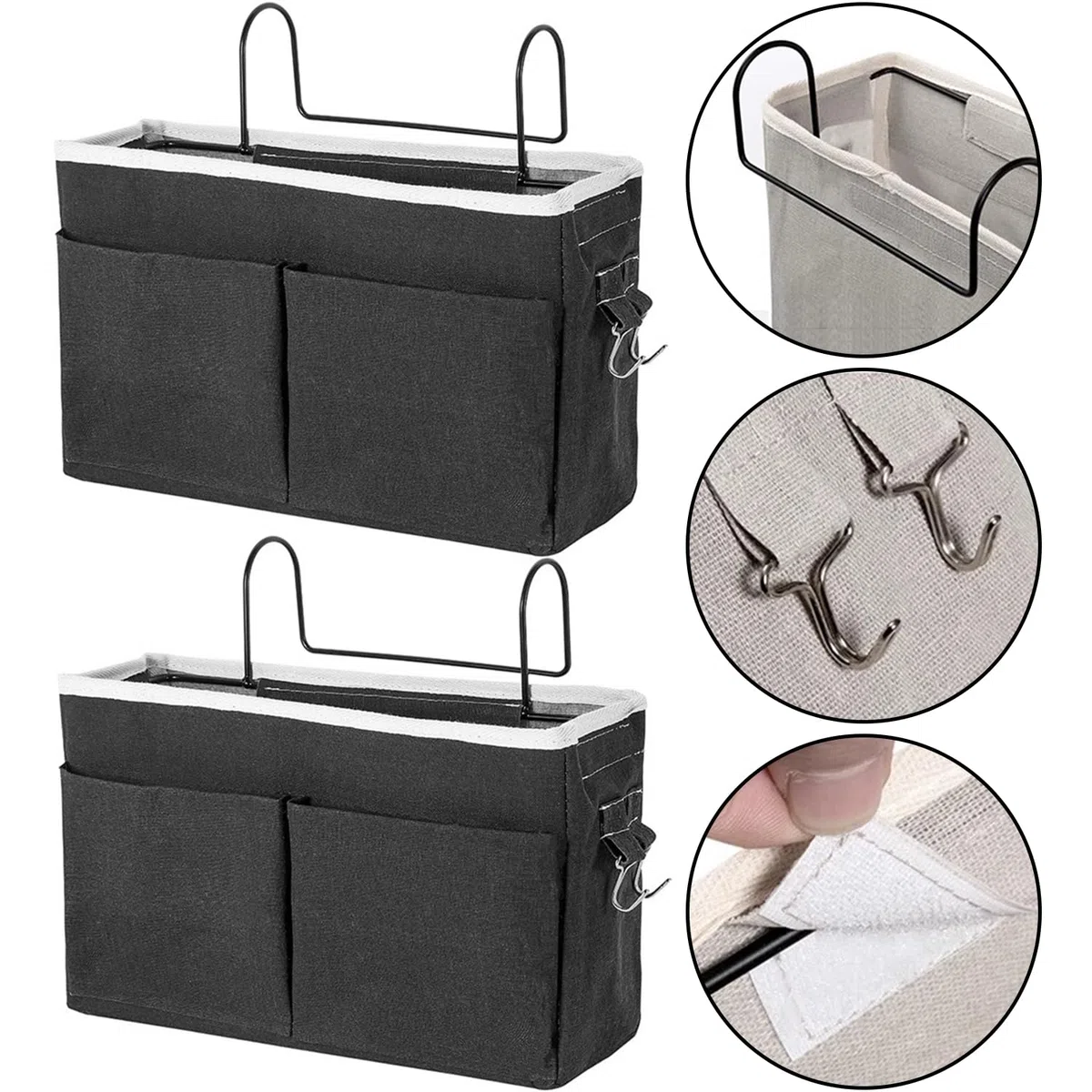 2 Pezzi Borsa da Comodino, Tasche Portaoggetti Letto, Tasche da Letto Appendibile, Tasche da Comodino, Tasca da Letto, per Ufficio, Camera da Letto, Cucina