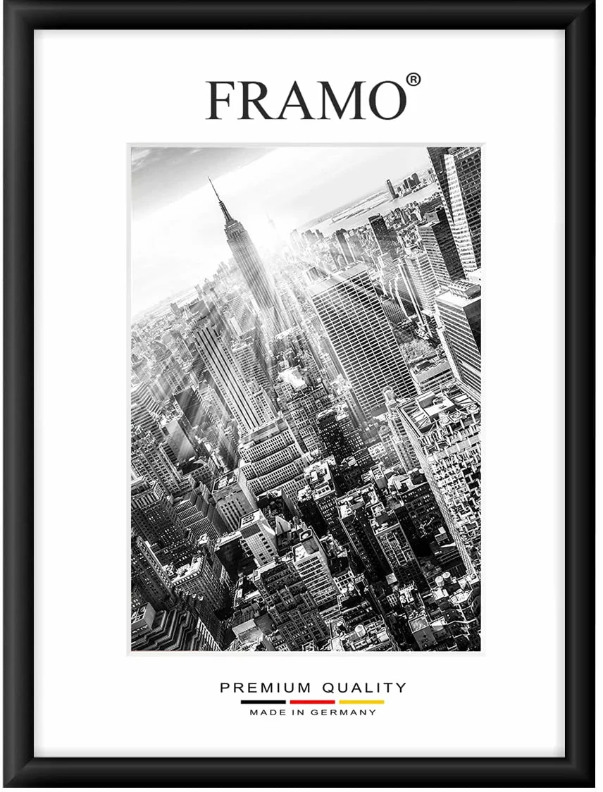 FRAMO 35mm Cornice per Immagini 66 x 27 cm | Nero Opaco | Cornice in MDF Fatta a Mano con lastra di Vetro Artificiale antiriflesso a Prova di Rottura e Robusta Parete Posteriore in MDF