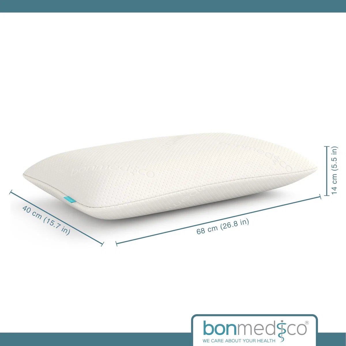 bonmedico Cuscino Cervicale Ortopedico in Memory Foam con Gel Rinfrescante - Guanciale Ergonomico Antiacaro e Anallergico per Dormire su Letto o Divano - Federa Lavabile