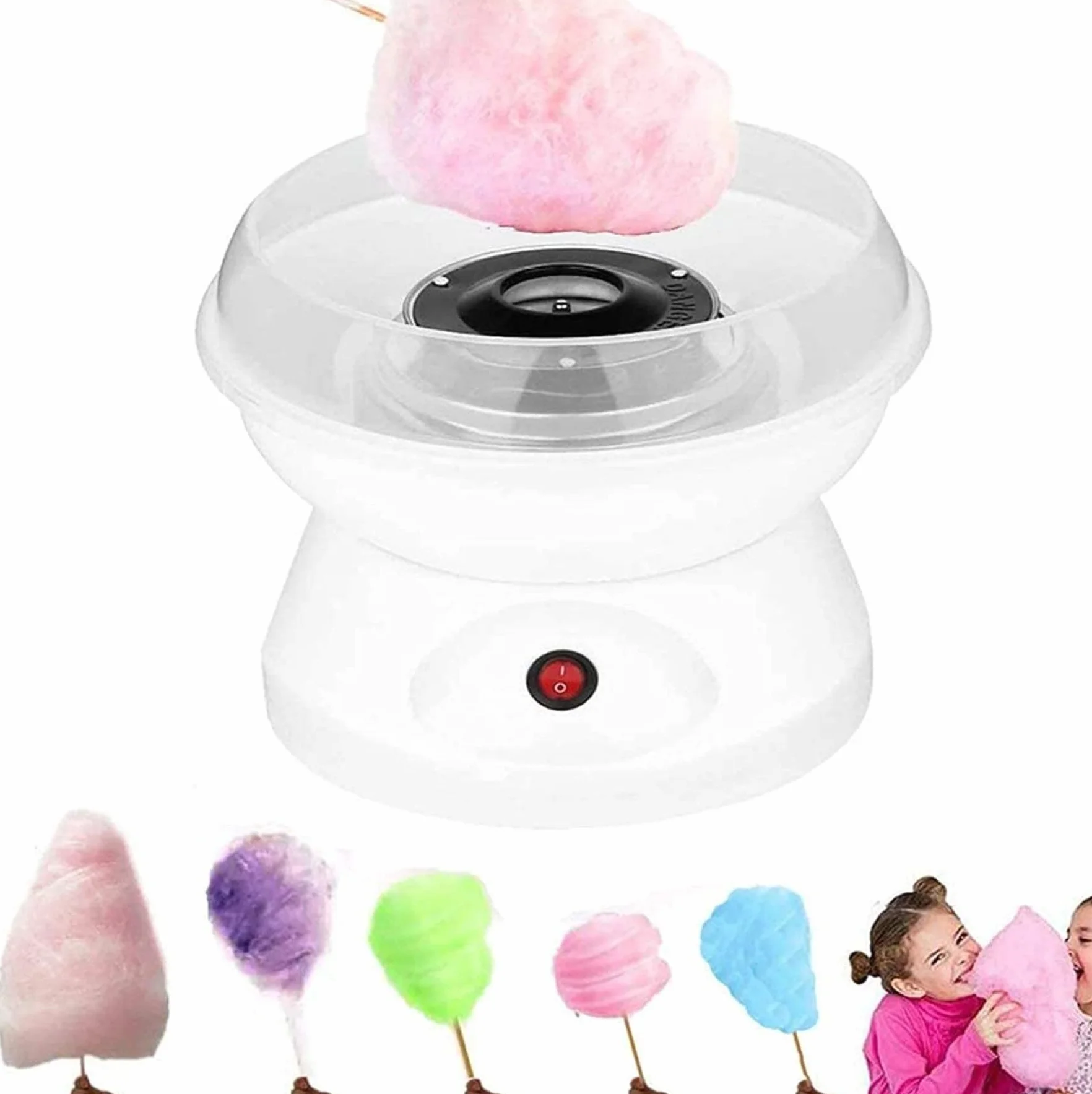 Macchina zucchero filato | ottimo per i bambini | Fai zucchero filato fresco a casa | Pronto in 5 minut | Include 1 misuratore per lo zucchero e 10 bastoncini di legno (Bianco)