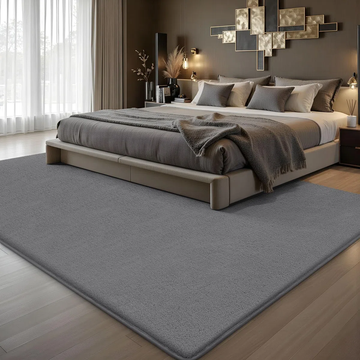 Homaxy Tappeto moderno per soggiorno, 120 x 160 cm, morbido, lavabile, con fondo antiscivolo, a pelo corto, per corridoio, cameretta dei bambini, camera da letto, grigio scuro