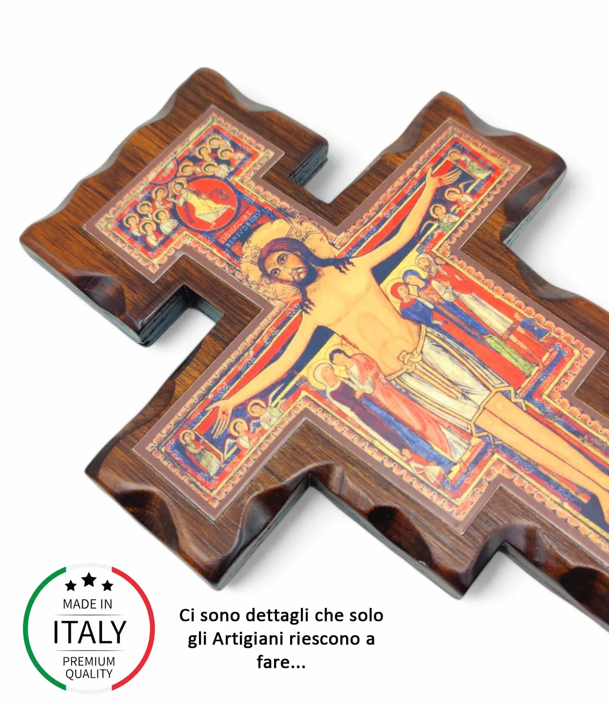 La Balestra Crocifisso San Damiano in legno - da parete - prodotto in Umbria Italy - (19 X 14)