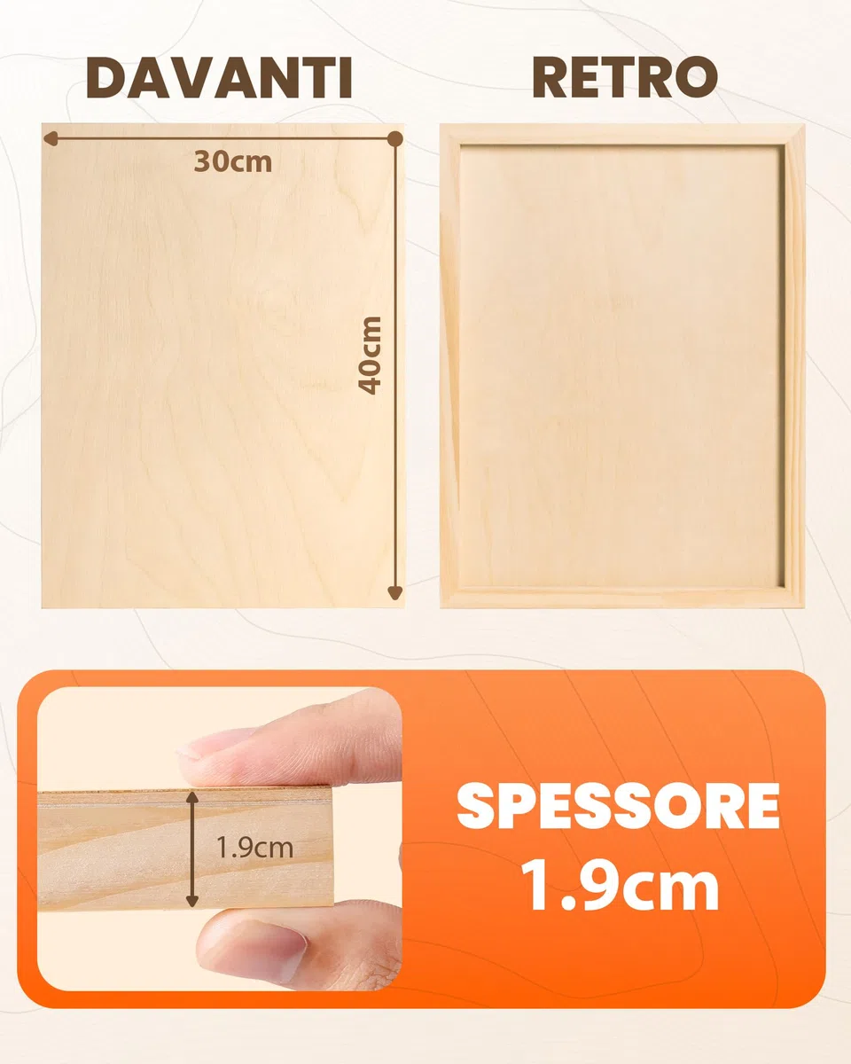 ROWOOD Tela in Legno per Pittura 30 x 40 cm, 2 Pezzi, Pannelli di Betulla non Finita per Olio, Acrilico e Versamento