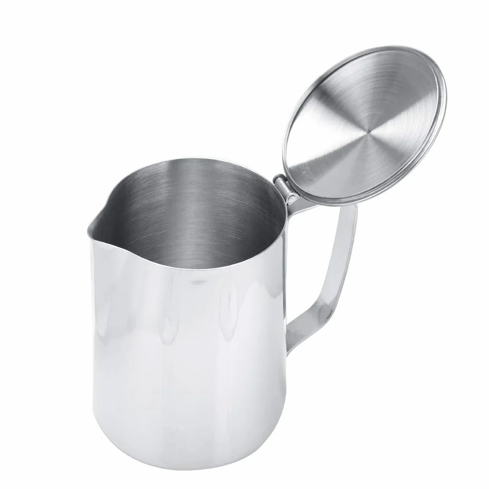 MAGT Bricco per Latte, 1000ml Brocca per Schiumare in Acciaio Inossidabile con Coperchio Brocca per Latte per Cappuccino ed Espresso