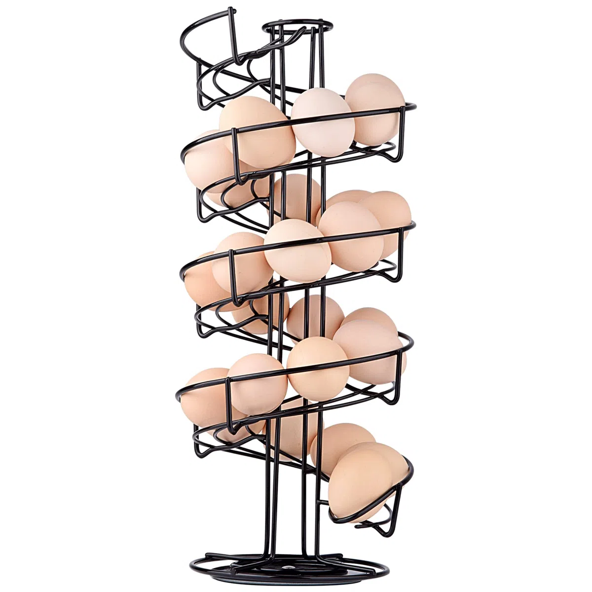 Toplife Porta Uova in Acciaio a Spirale, Portauova Salva Spazio per Cucina, Contenitore Uova Circa 30-36 Uova, Nero