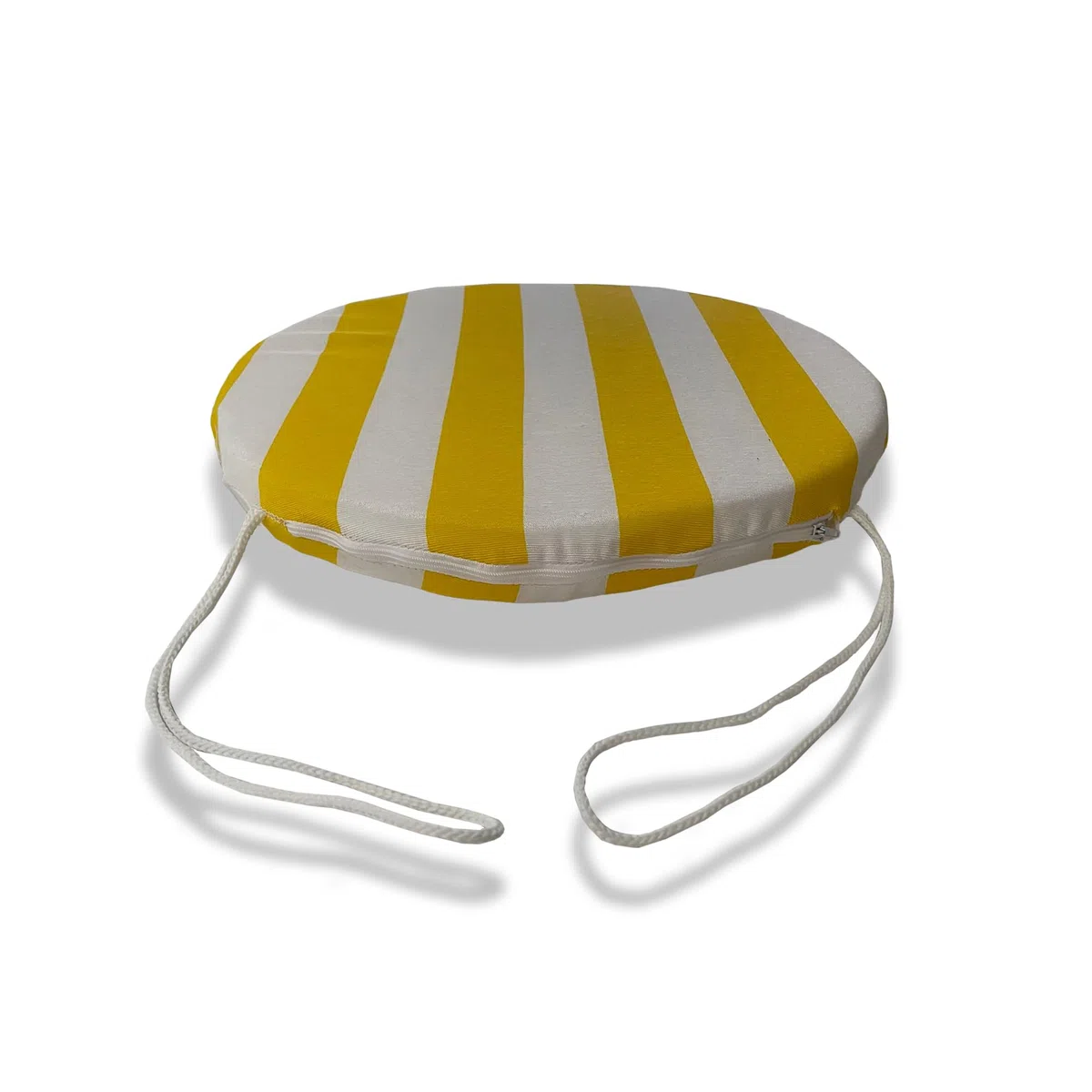Il Tuo Artigiano Design Set 6 Cuscini per Sedie da Giardino Made in Italy - Cuscini Copri Sedie da Cucina Sfoderabili - Imbottiture in Spugna (Diametro 40 cm, Bianco e giallo)