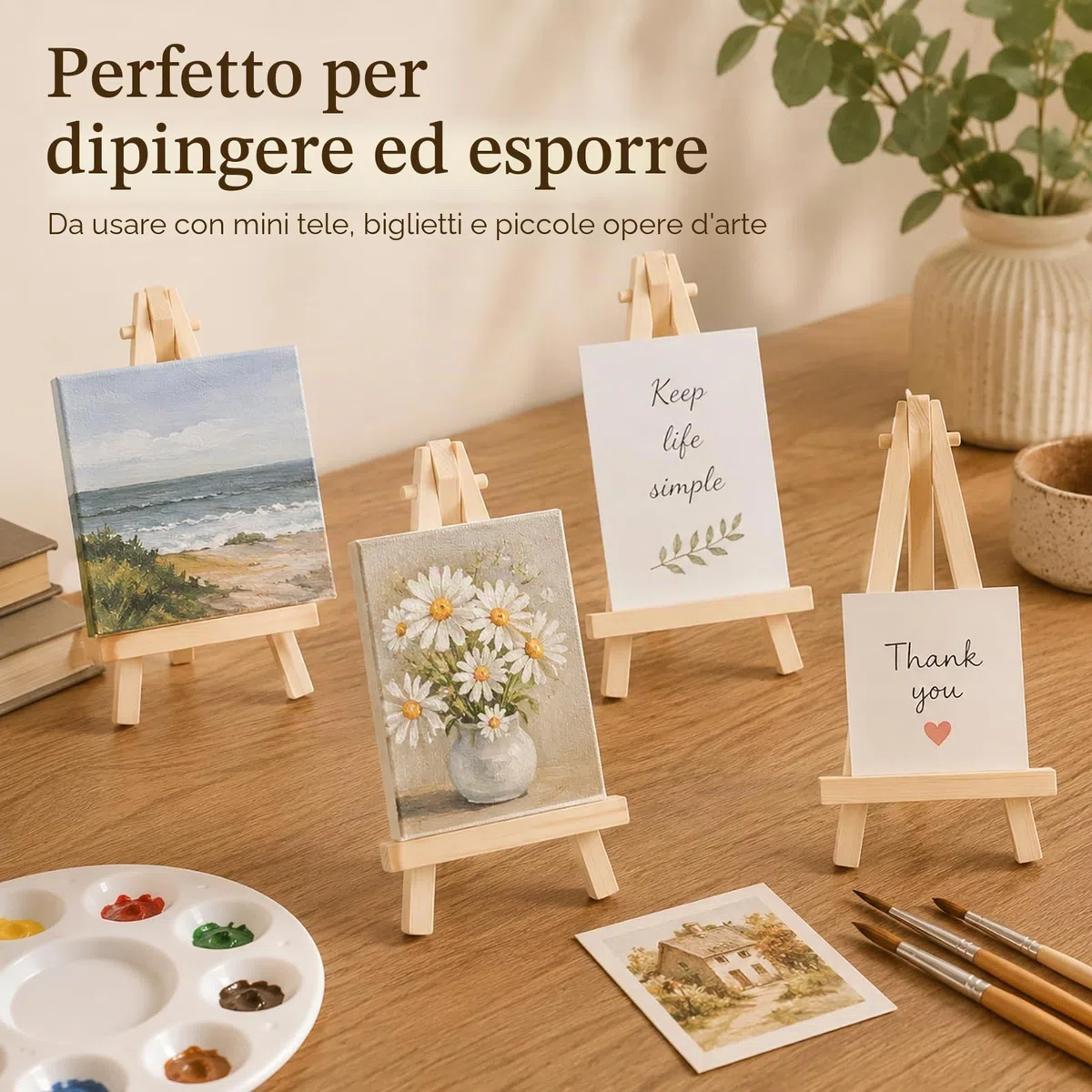 JMIATRY cavalletti piccoli in legno, cavalletto da tavolo, mini cavalletto in legno per decorazione di nozze, decorazione da tavolo, artigianato da pittura, album fotografico