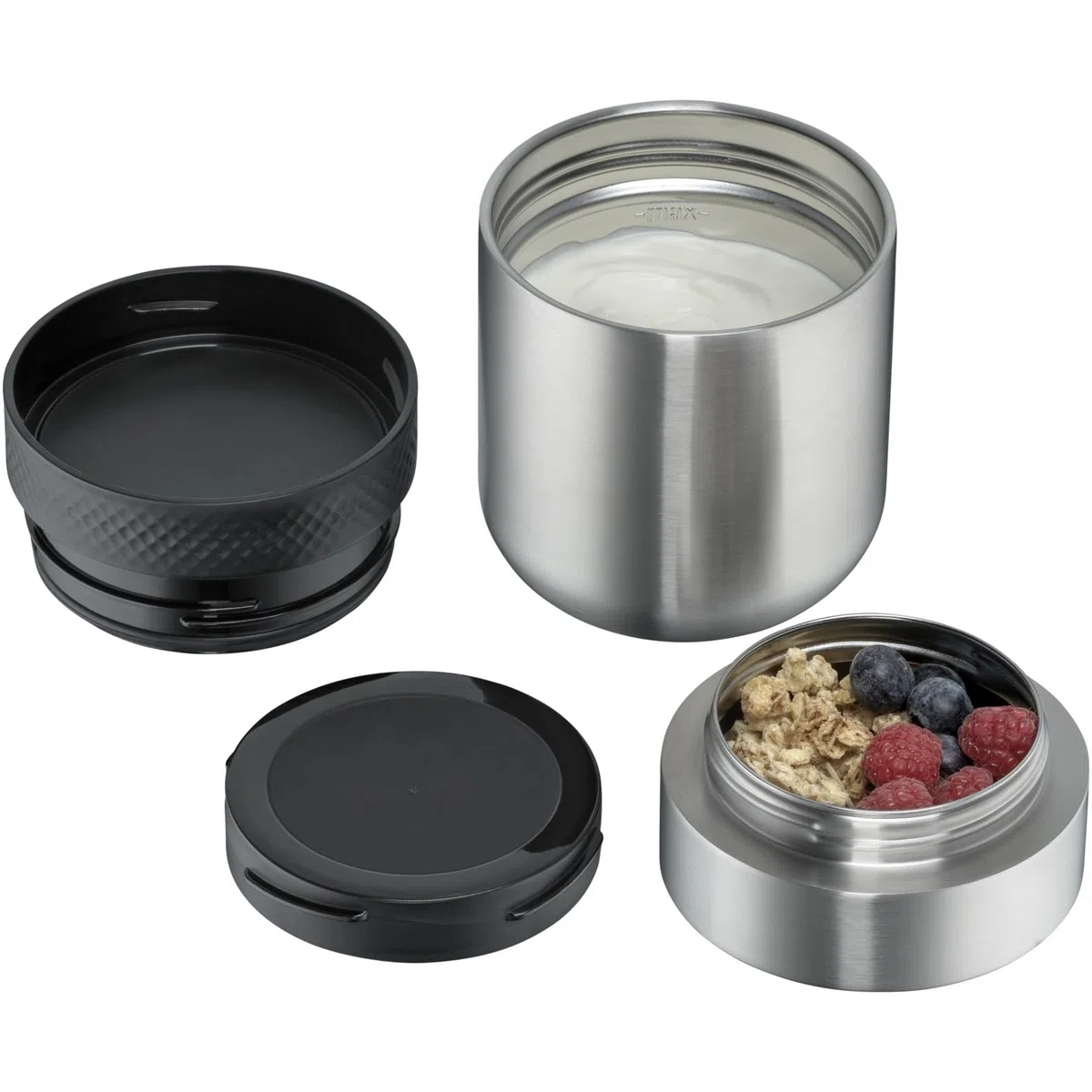 WMF my2Go, contenitore termico da 300 ml e contenitore aggiuntivo da 200 ml, ecologico, in acciaio inox Cromargan opaco, lavabile in lavastoviglie