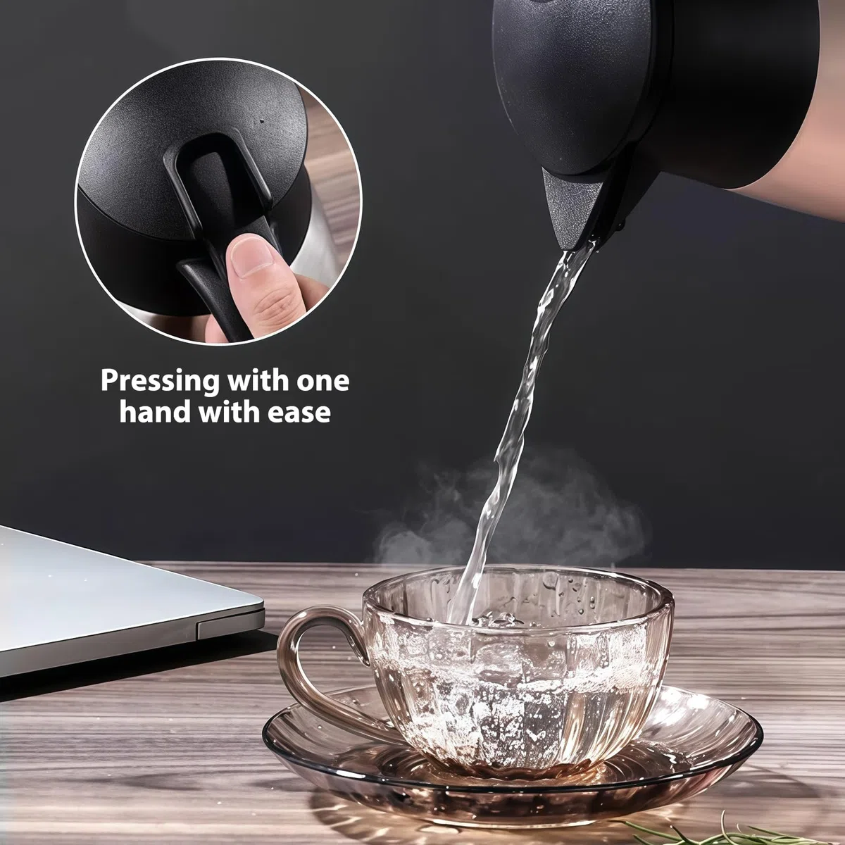 Thermos da 2 l in acciaio inox: thermos a doppia parete con manico e beccuccio, ideale come caffettiera o teiera per acqua calda in ufficio, hotel e ristorante